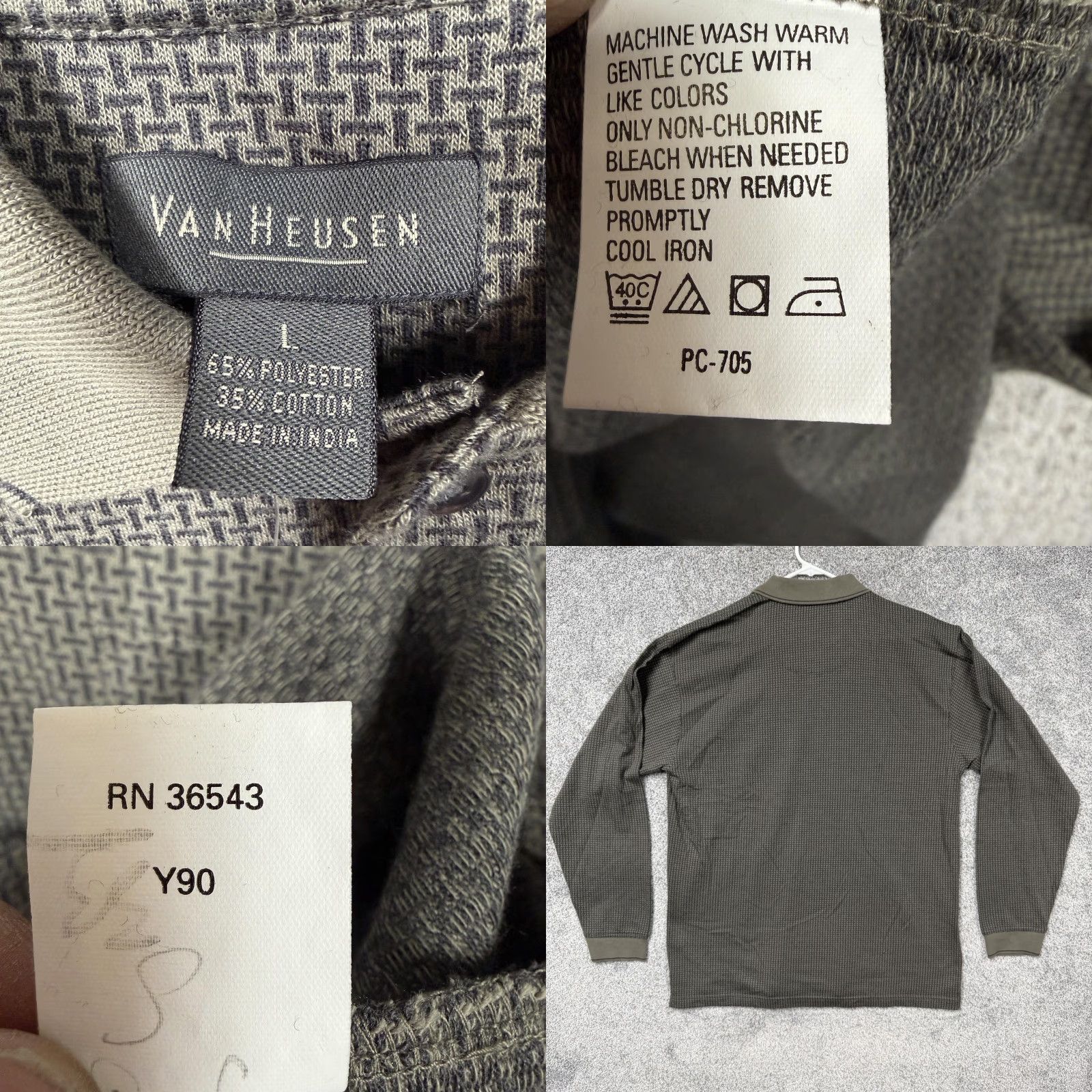 Van Heusen Van Heusen Polo Shirt Mens L Green Geometric Knit Long Sleeve NWT Size US L / EU 52-54 / 3 - 8 Thumbnail