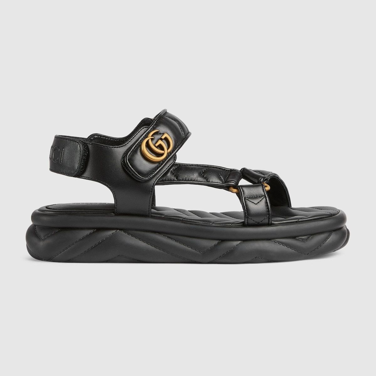 Gucci o1s1wg110225 Women's Sandals With Double G in Black Size US 6 / IT 36 - 1 Thumbnail