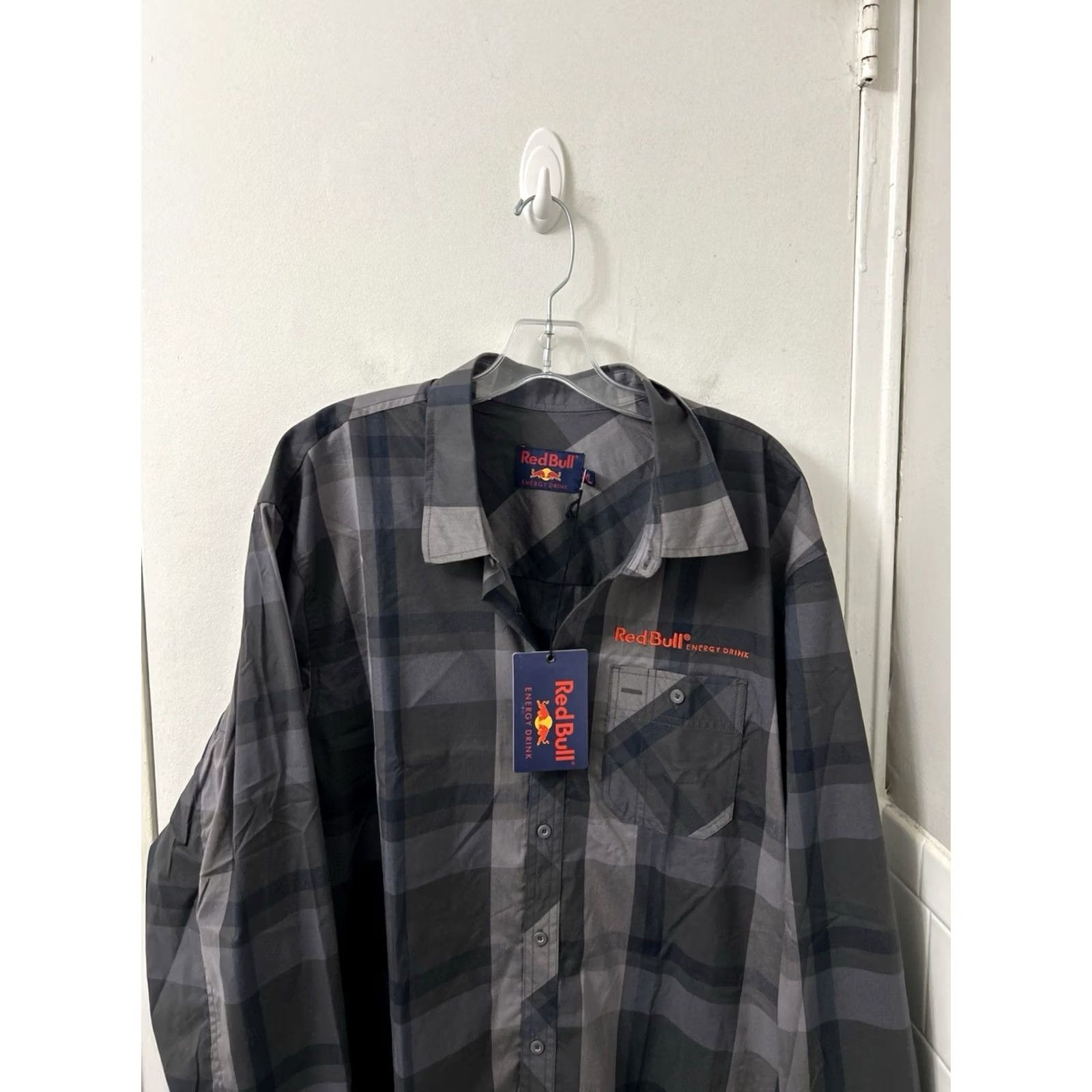 Vintage Red Bull Shirt Mens 2XL Gray Plaid Button-Down Long Sleeve NWT Size US XXL / EU 58 / 5 - 2 Thumbnail