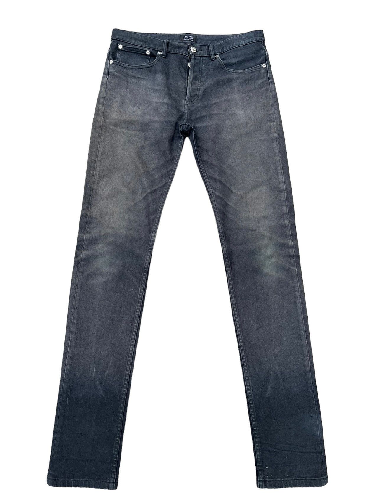 image of A P C Vintage Petit Standard Sun Fade Black Denim Jeans in Faded Black, Men's (Size 30)