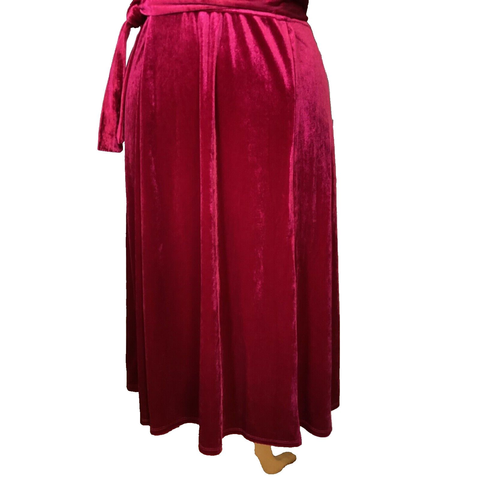Other TACERA RED HOT VELVET V-NECK FAUX WRAP BELTED DRESS SZ PL Size L / US 10 / IT 46 - 3 Thumbnail