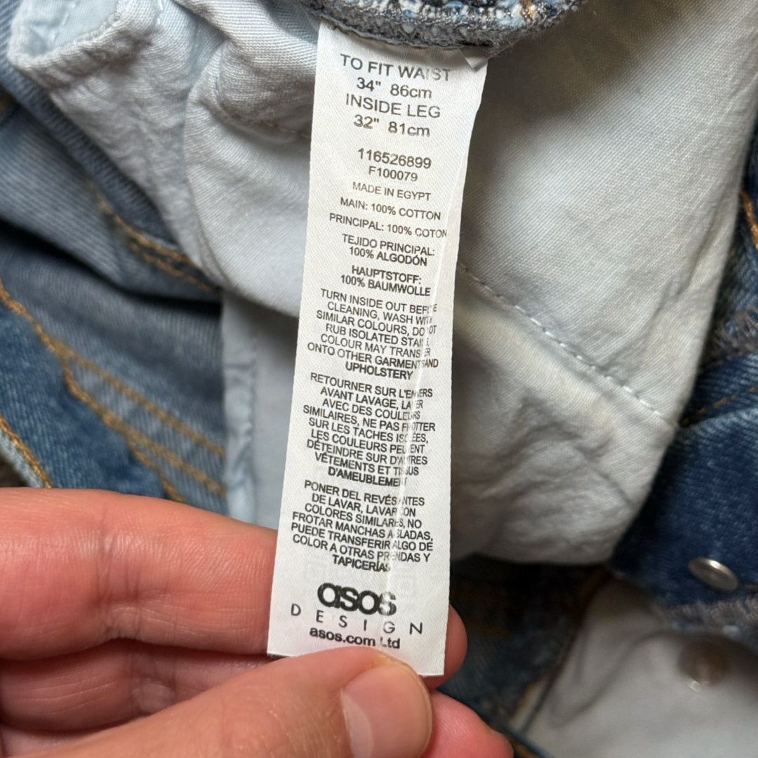 Asos ASOS Design Blue Denim Jeans Men's Size 34x32 Button Fly Size US 34 / EU 50 - 5 Thumbnail