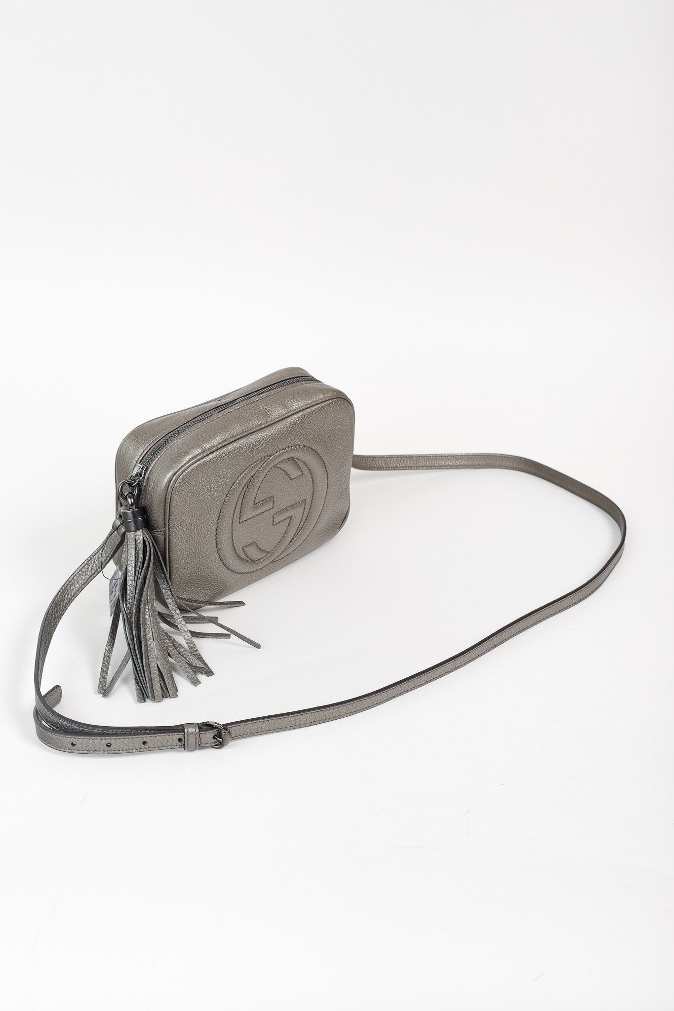 Gucci Gucci Soho Disco Bag in Metallic Pewter Grey Leather Size ONE SIZE - 6 Thumbnail