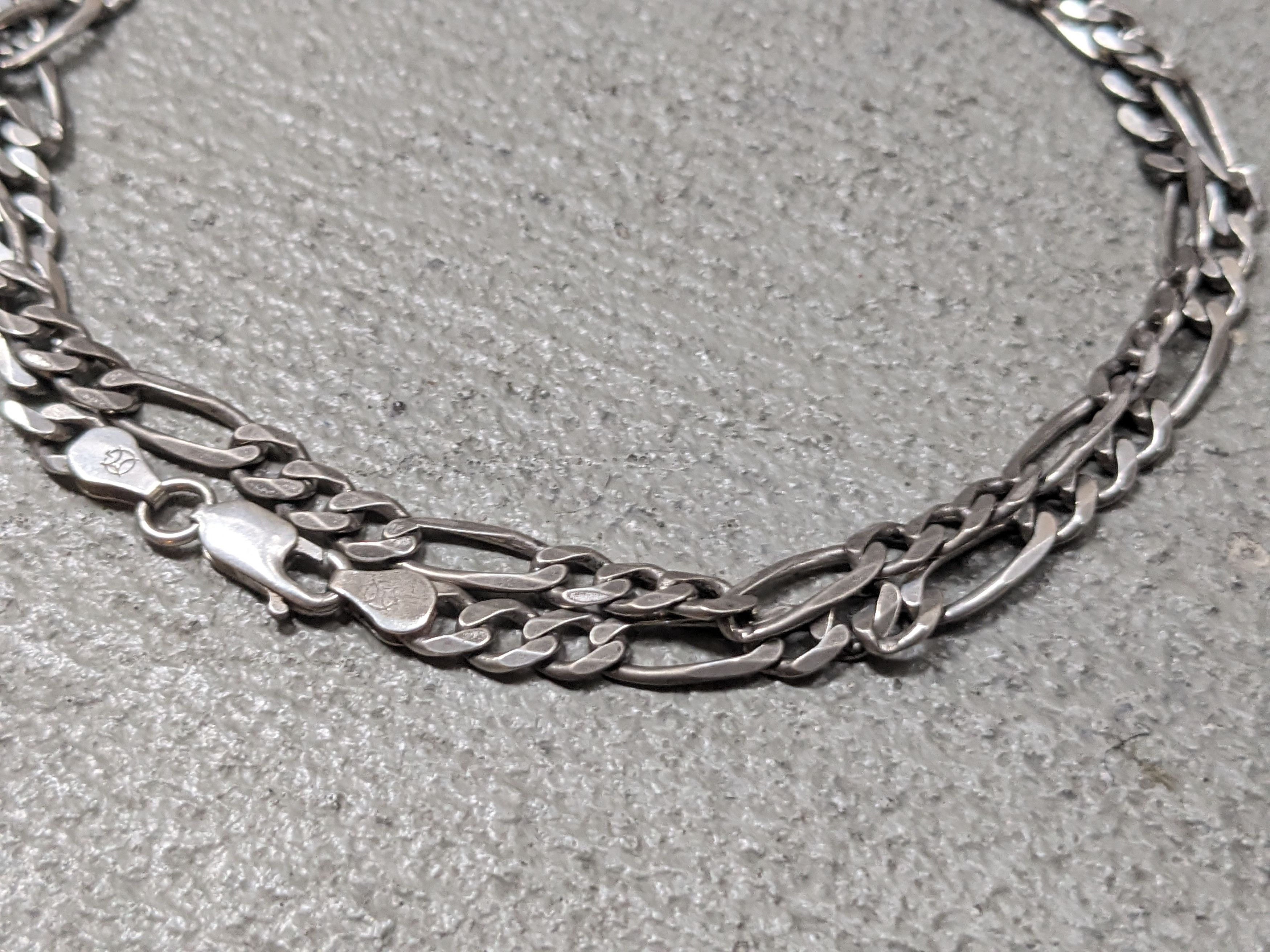 Jewelry Vintage Sterling Silver Necklace Figaro Italy 24" 90s Y2K Size ONE SIZE - 2 Thumbnail