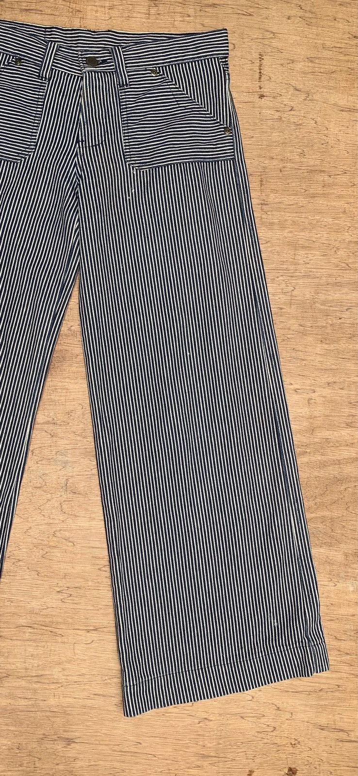 Japanese Brand Rythym Flare Wide Leg Hickory Striped Pants Size US 29 - 11 Thumbnail