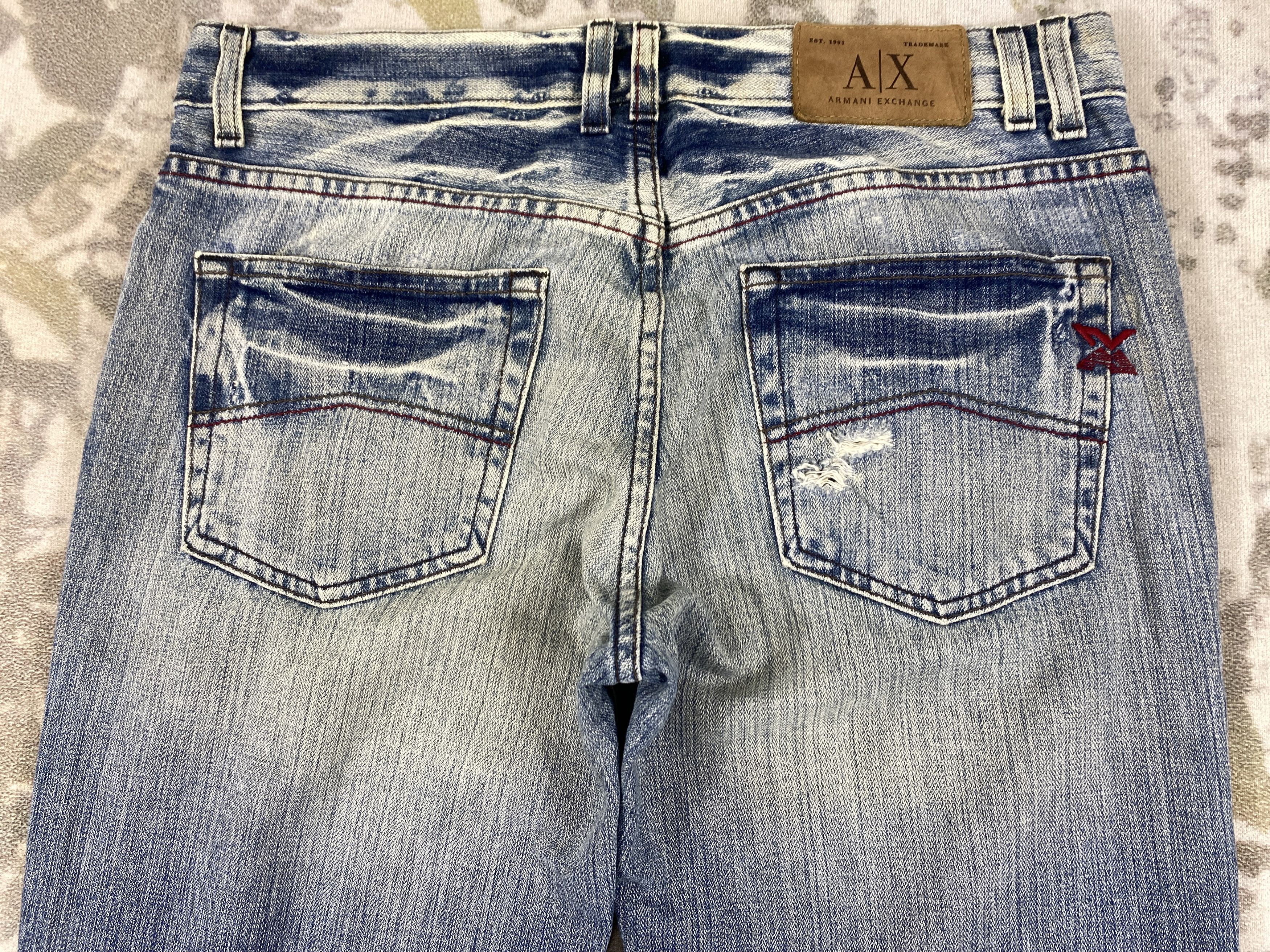 If Six Was Nine Distressed Blue Armani Jeans 34x31.5 Denim JN3382 Size US 34 / EU 50 - 4 Thumbnail