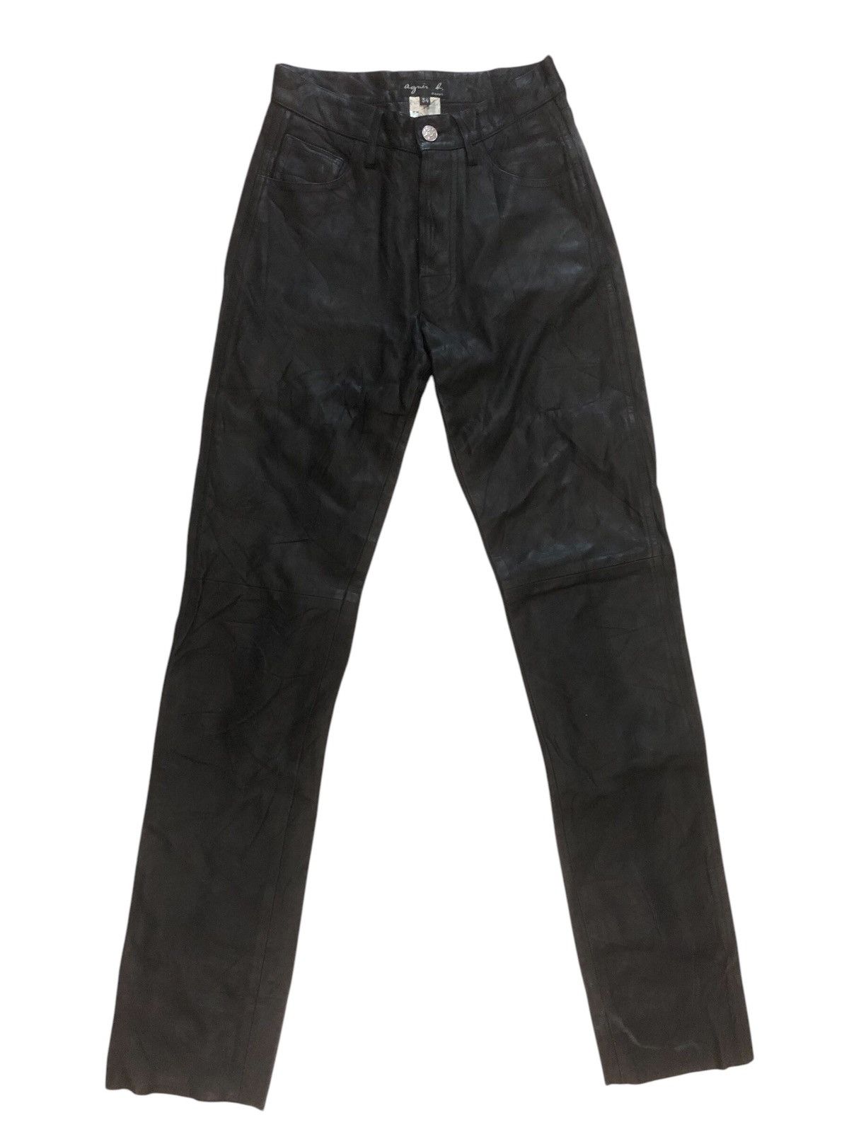 Leather × Vintage × agnes b. Cow Leather Agnes B Button Skinny Fit Pants Size 24" / US 00 / IT 34 - 1 Thumbnail