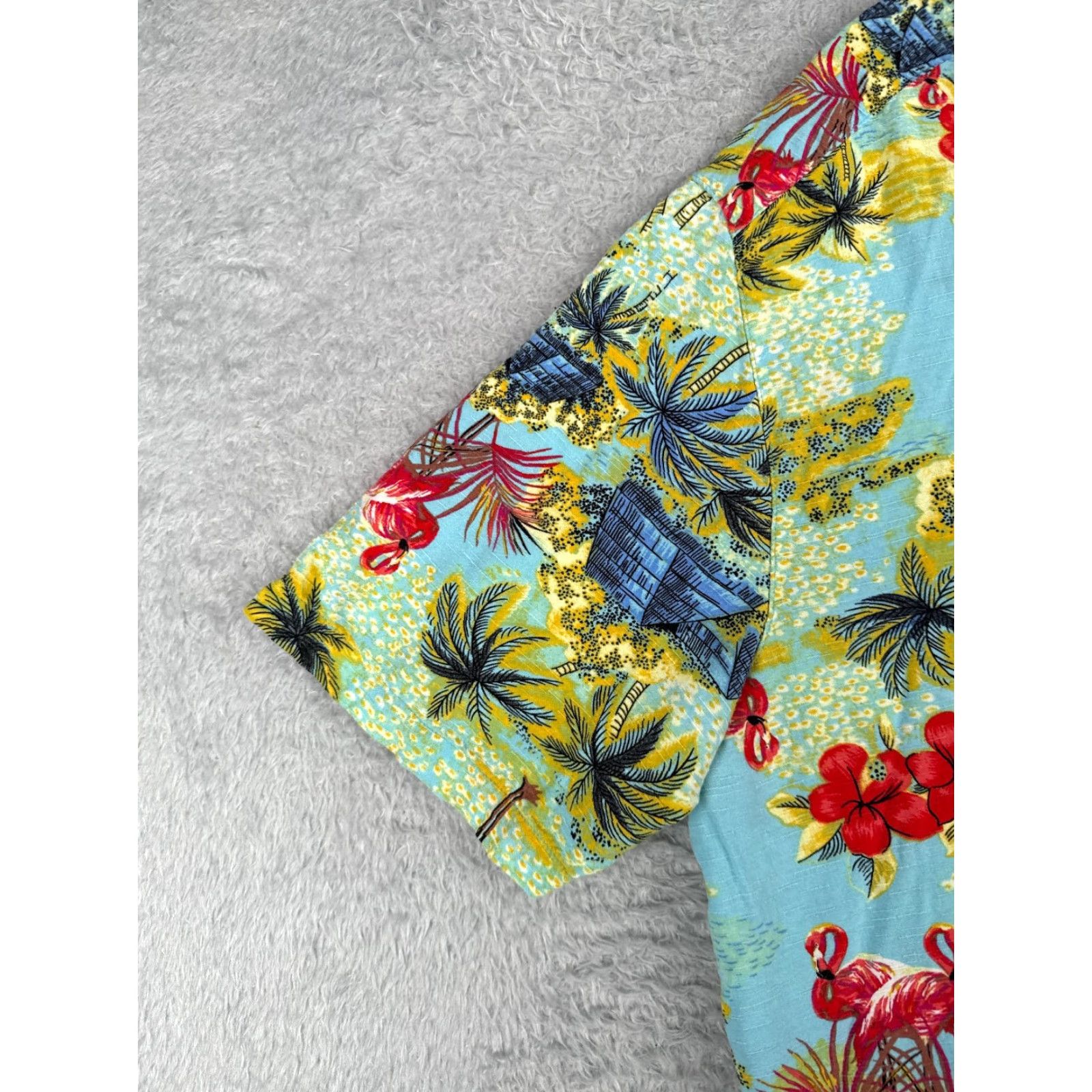 George George Shirt Adult 2XL Blue Floral Hawaiian Button-Up Short Sleeve Mens Casual Party/Cocktail Travel Flower Size US XXL / EU 58 / 5 - 3 Thumbnail
