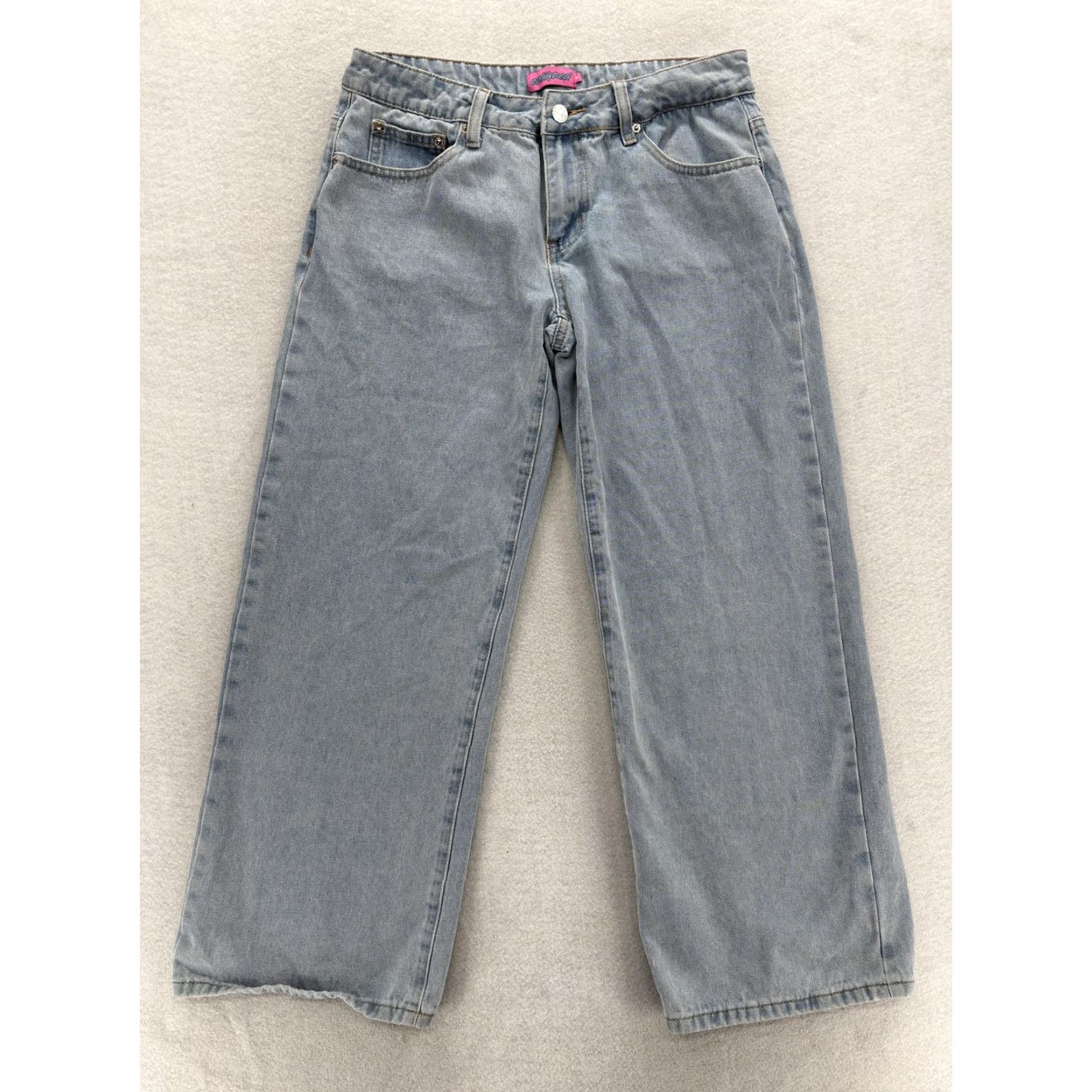 Vintage Edikted Jeans Womens Medium Wide-Leg Light Wash Blue Denim High Rise Skater Y2K Jeans Woman Wide Leged Pockets Size 32" / US 10 / IT 46 - 2 Thumbnail