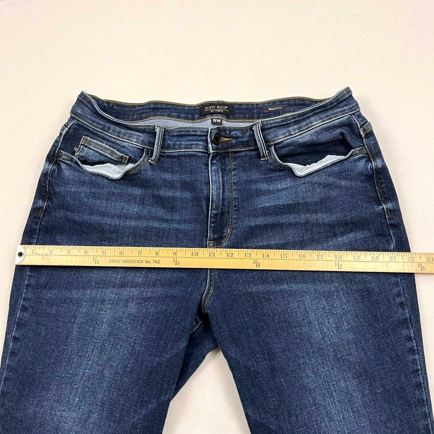 Denime Judy Blue Jeans Size 16W Boot Cut Blue Denim Stretch Frayed Hem Casual Jeans Women 16W Blue Denim Judy Blue Womens Jeans Size 38" / US 16 / IT 52 - 6 Thumbnail