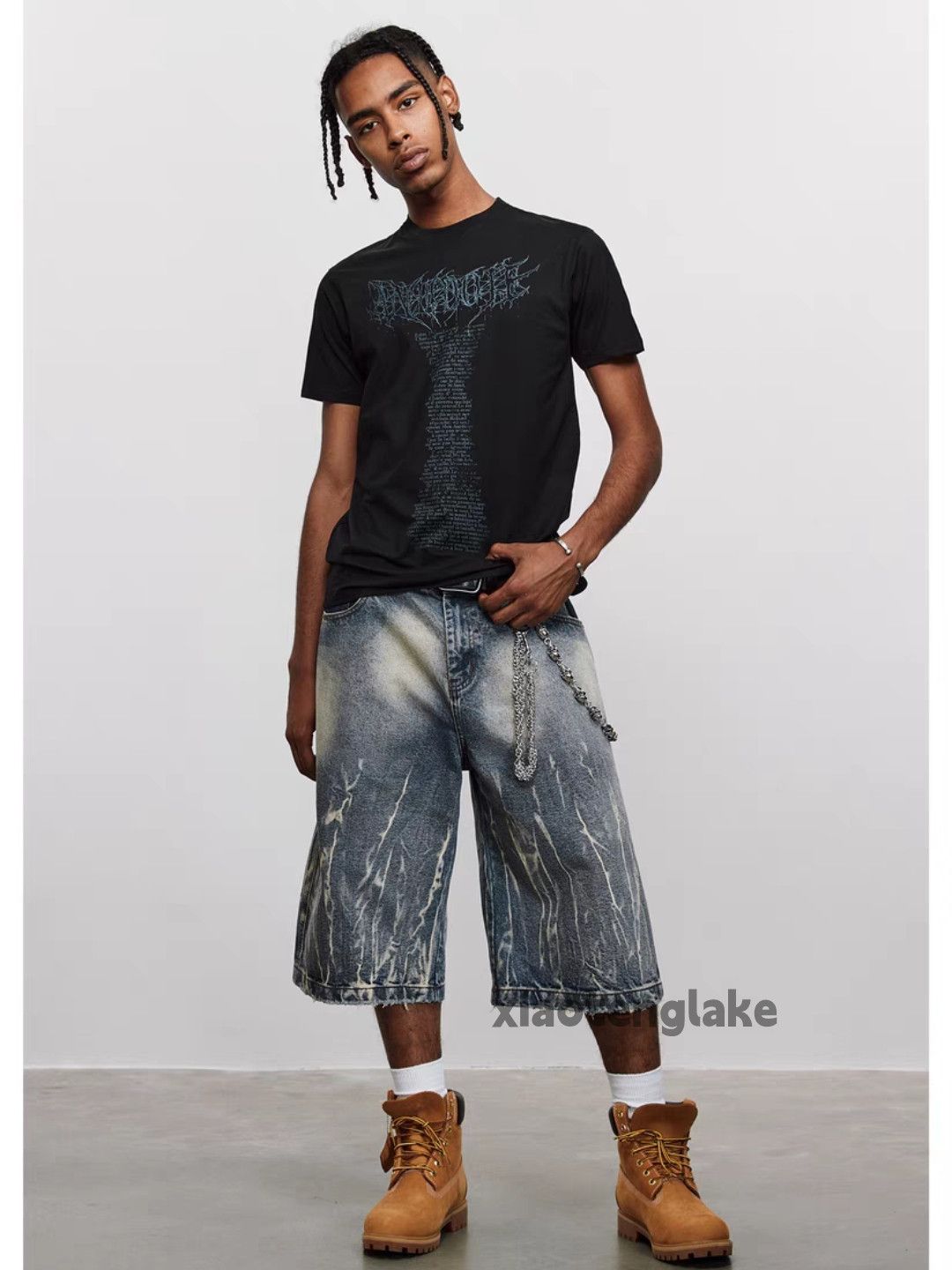 Jean Unisex outdoor utility loose baggy hiphop cargo shorts Size US 30 / EU 46 - 4 Thumbnail