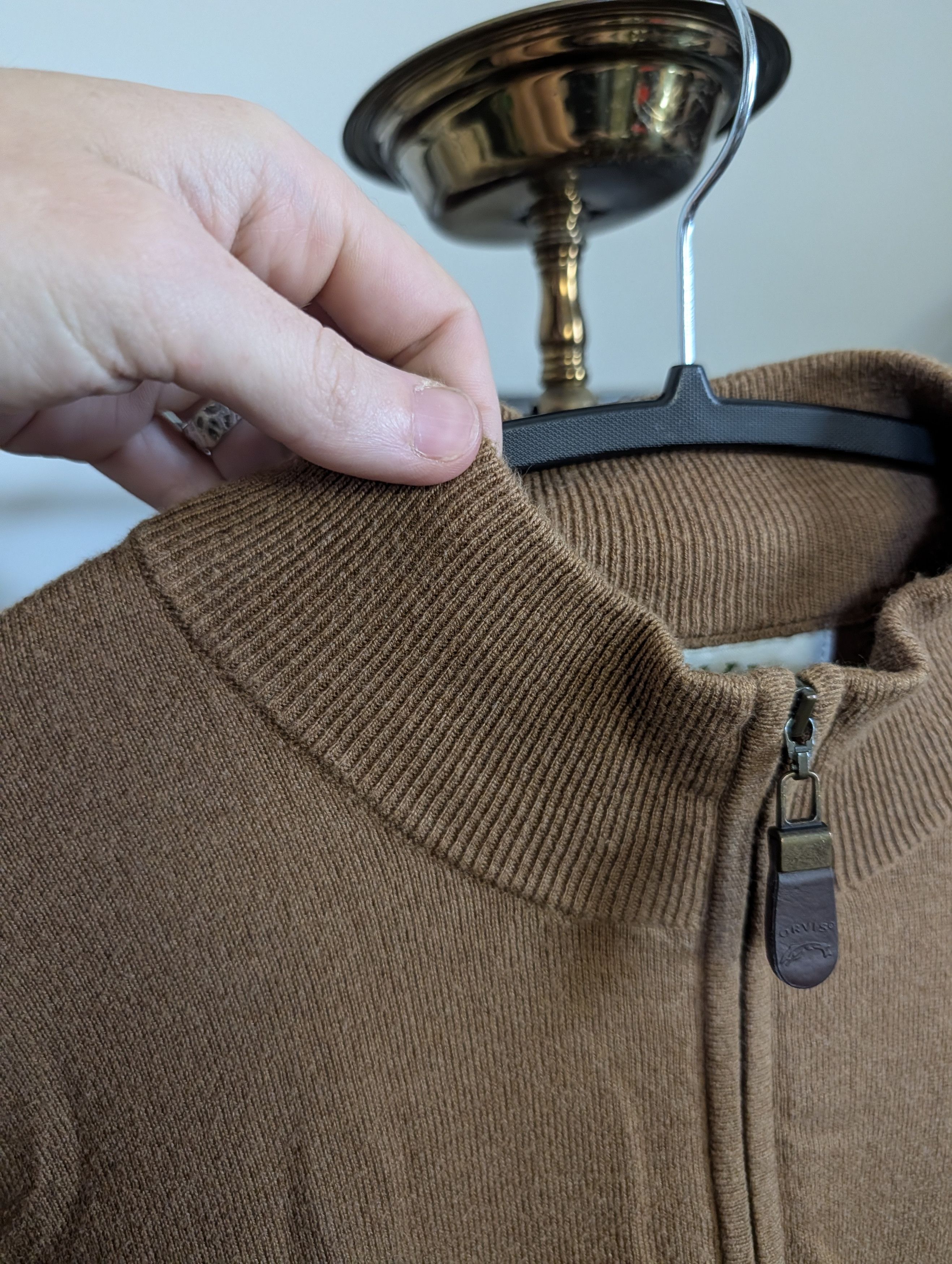 Orvis Cotton/silk/cashmere tan knit 1/4 zip sweater XL Size US XL / EU 56 / 4 - 5 Thumbnail