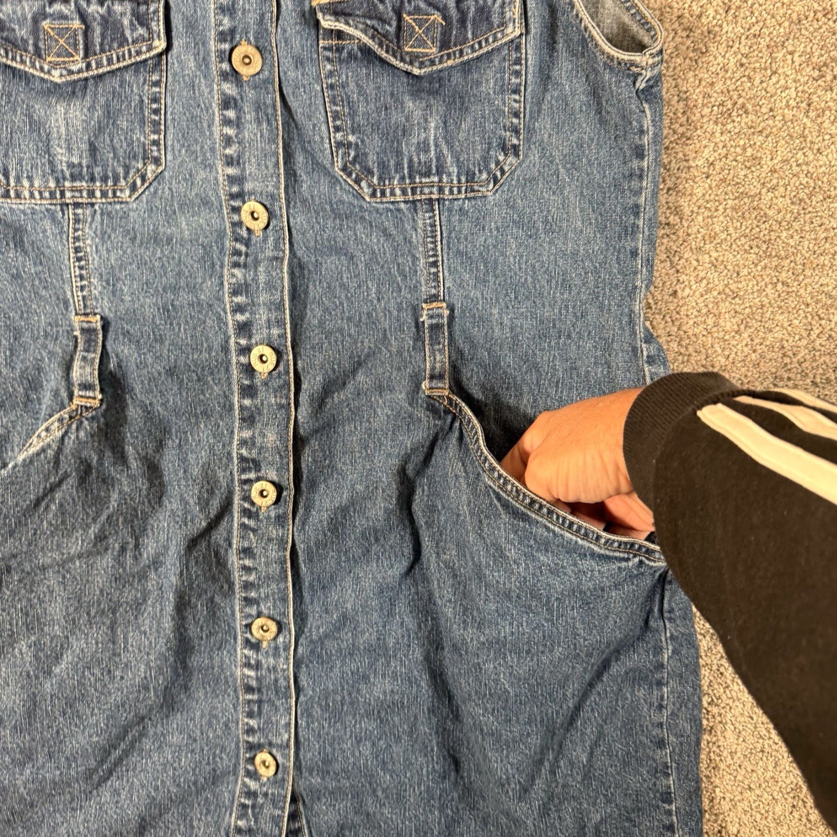 Vintage VINTAGE Rue 21 Denim Button Front Dress L Shirt Dress Women Blue 100% Cotton Knee Length Western Retro Mallcore Streetwear Size L / US 10 / IT 46 - 7 Thumbnail