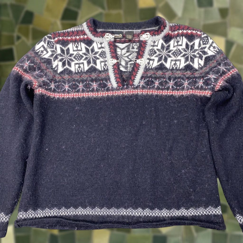 Vintage VINTAGE Guide Series Sweater Womens Large Navy Wool Nordic Snowflake Winter Knit Pullover Ski 50/50 Crew Neck Ladies L Size L / US 10 / IT 46 - 1 Thumbnail