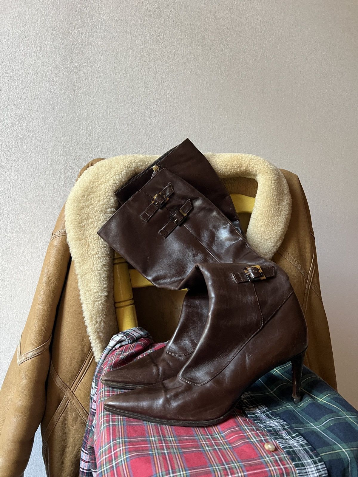 Ralph Lauren Purple Label Vintage Ralph Lauren Purple Label Leather High Heels Boots Size US 10.5 / IT 40.5 - 9 Thumbnail