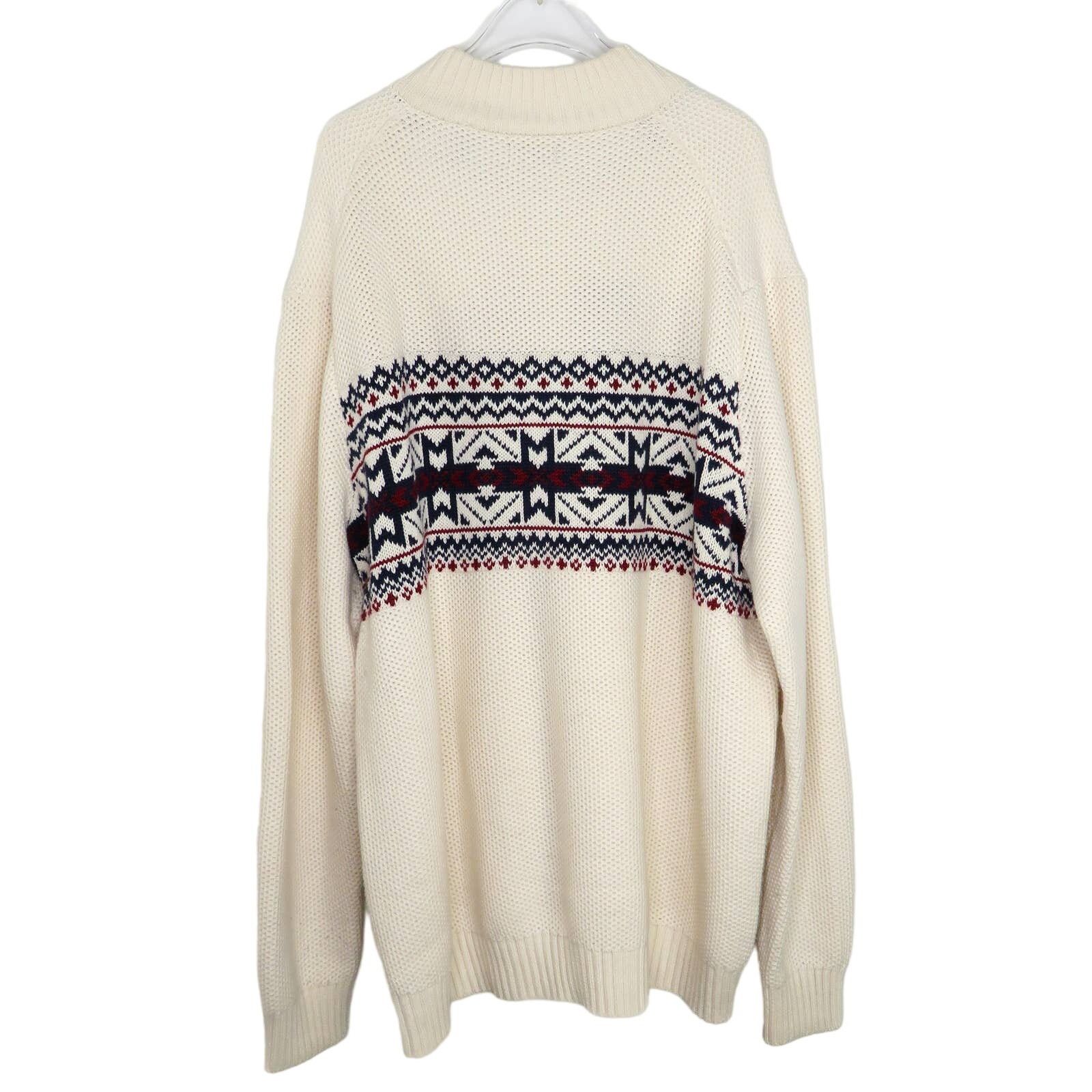 Izod Izod White Quarter Zip Argyle Knit Sweater Christmas XXL Size US XXL / EU 58 / 5 - 6 Thumbnail
