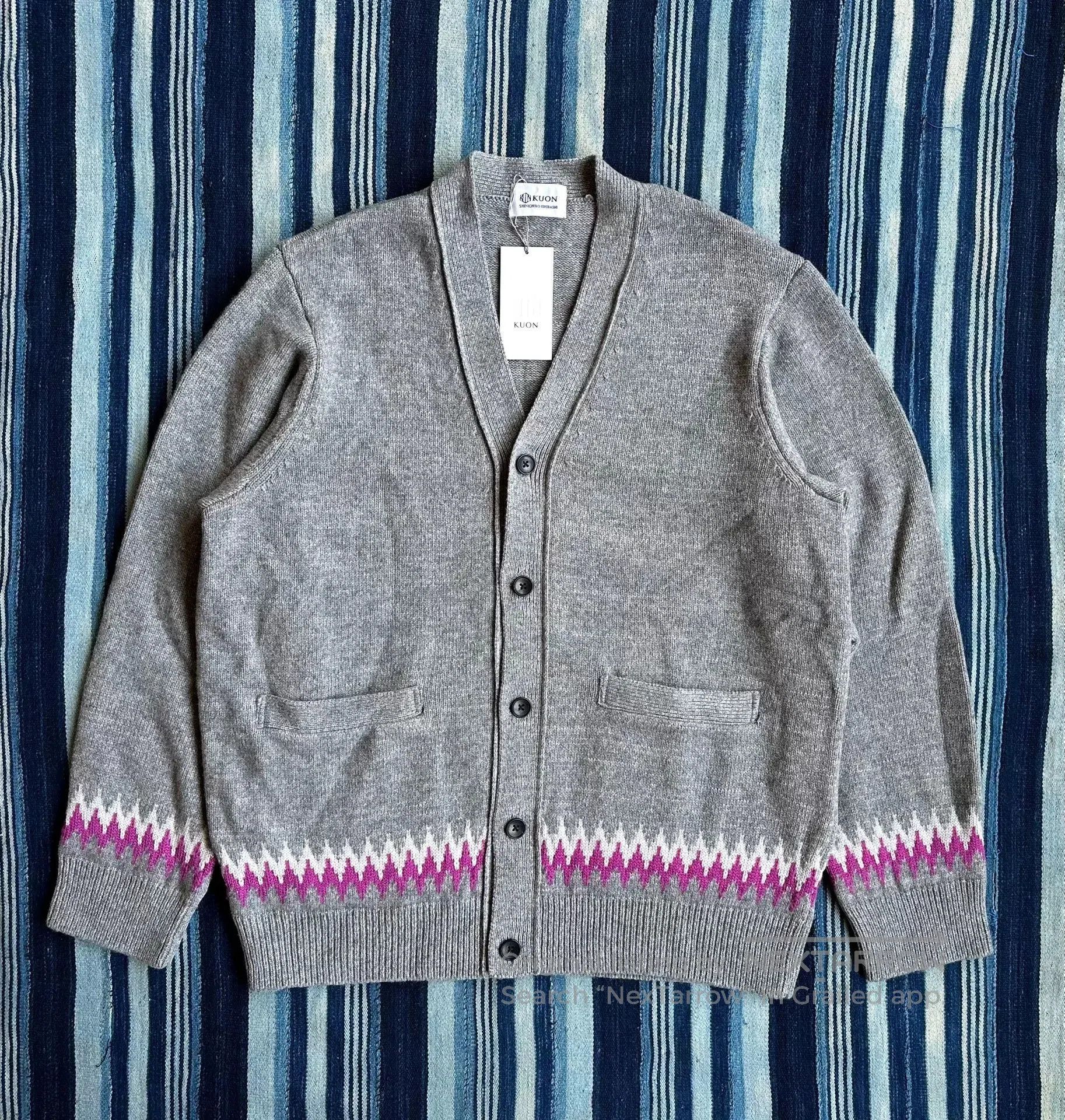 KUON kuon zig-zag dyed cardigan wool blend. Size US L / EU 52-54 / 3 - 1 Thumbnail
