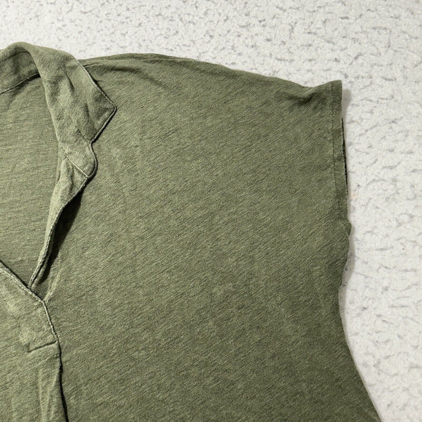 Chicos Chico's 1 Medium Olive Green Pure Linen Collared Polo Shirt Size M / US 6-8 / IT 42-44 - 5 Thumbnail