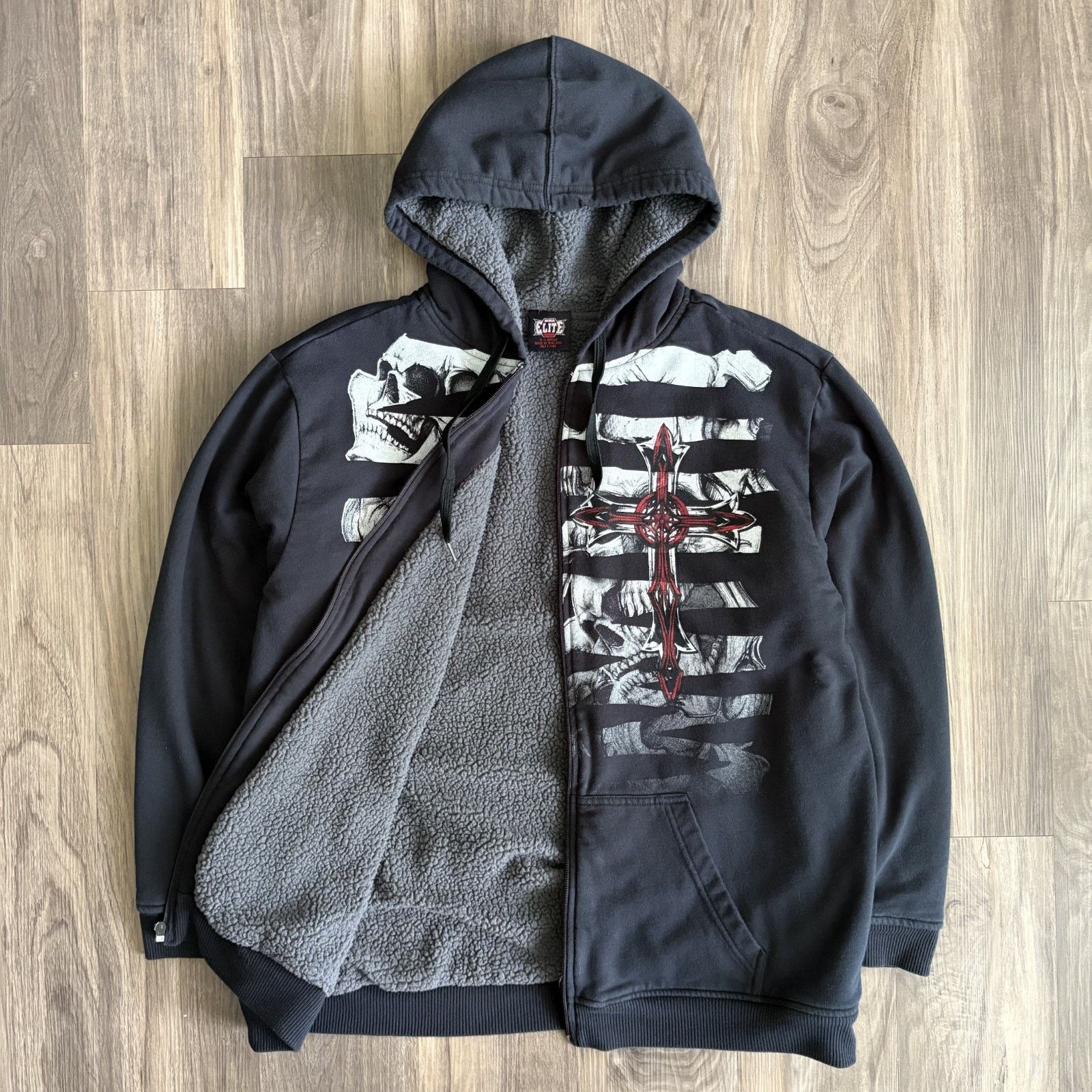Stussy × Vintage Vintage Stussy Zip Up Hoodie Line of Skull Tour