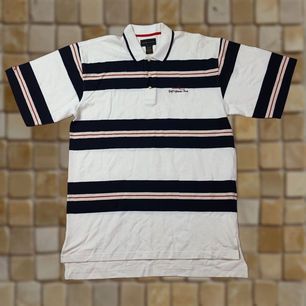 Izod VINTAGE IZOD Polo Shirt Mens L White Striped Collared Golf Club 90s Retro PGA Etsy Style Size US L / EU 52-54 / 3 - 1 Thumbnail