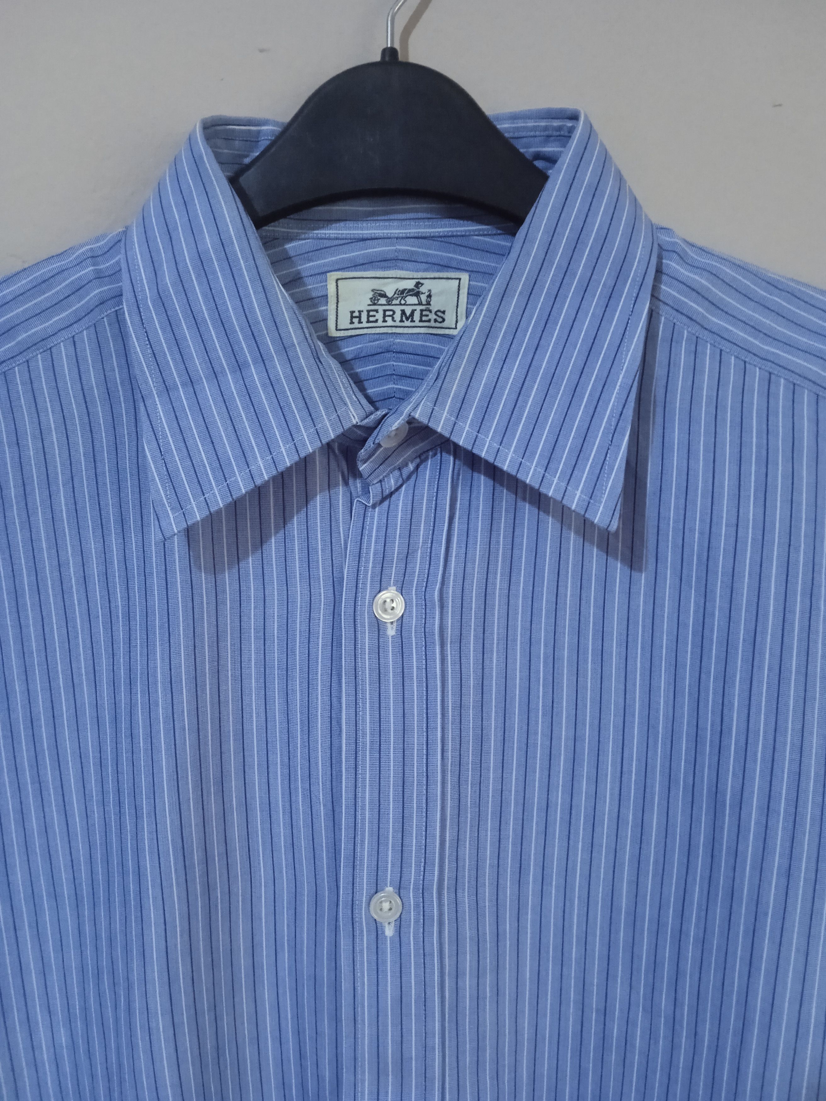 Hermes Hermes Striped Shirt Made in France Size US L / EU 52-54 / 3 - 3 Thumbnail