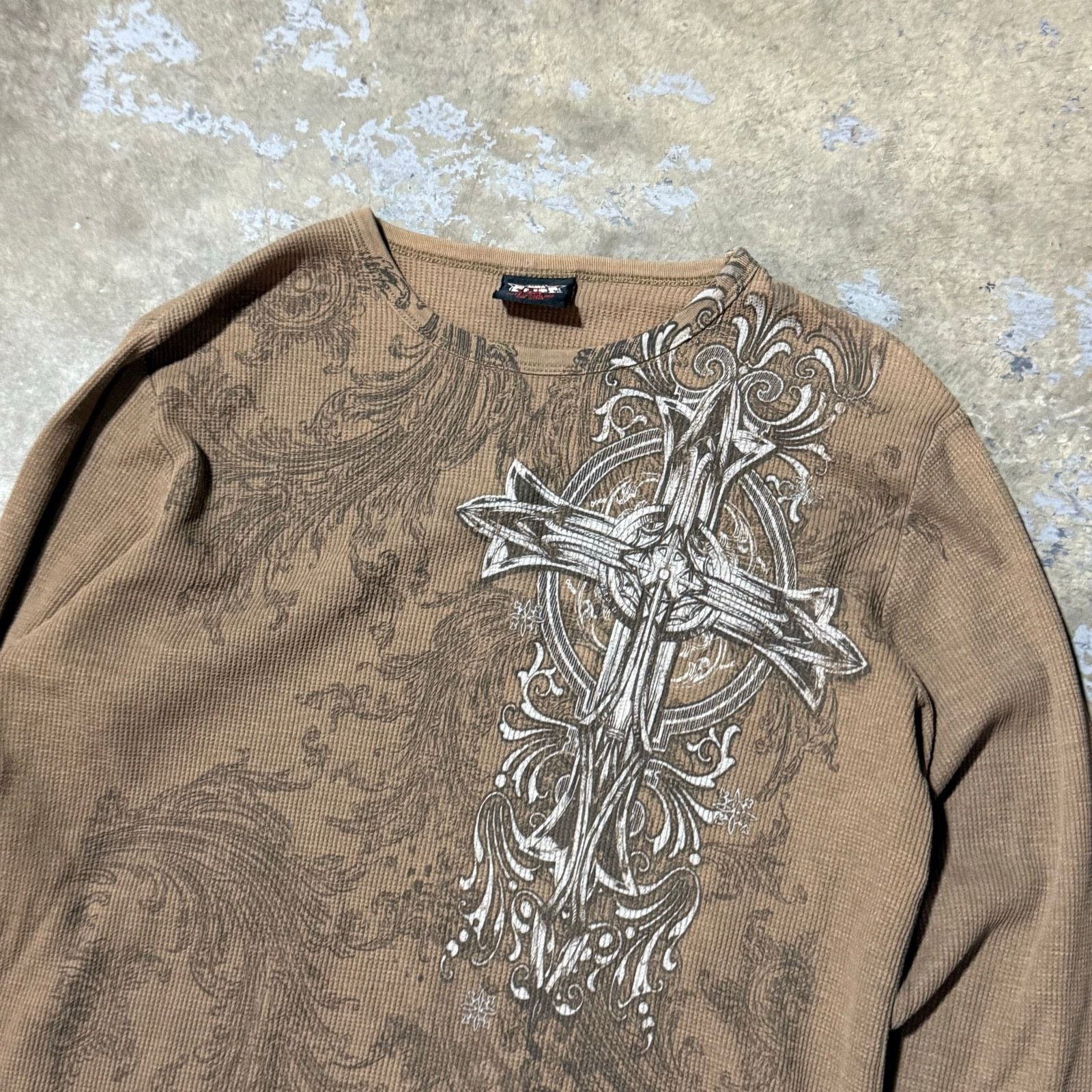 Vintage Y2K MMA Elite Brown Longsleeve Thermal Sz L Size US L / EU 52-54 / 3 - 4 Thumbnail