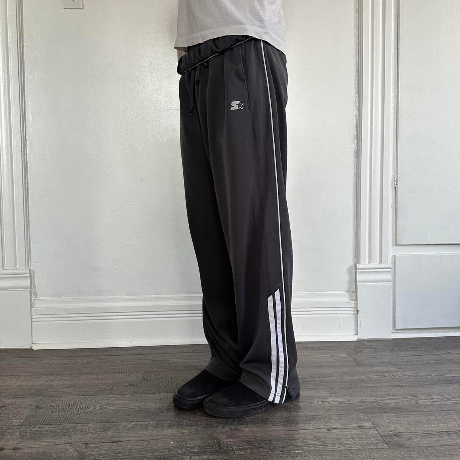 Starter × Vintage Vintage Y2K 00s Starter Sporty Grey Zip Track Sweat Pants Size US 32 / EU 48 - 2 Thumbnail