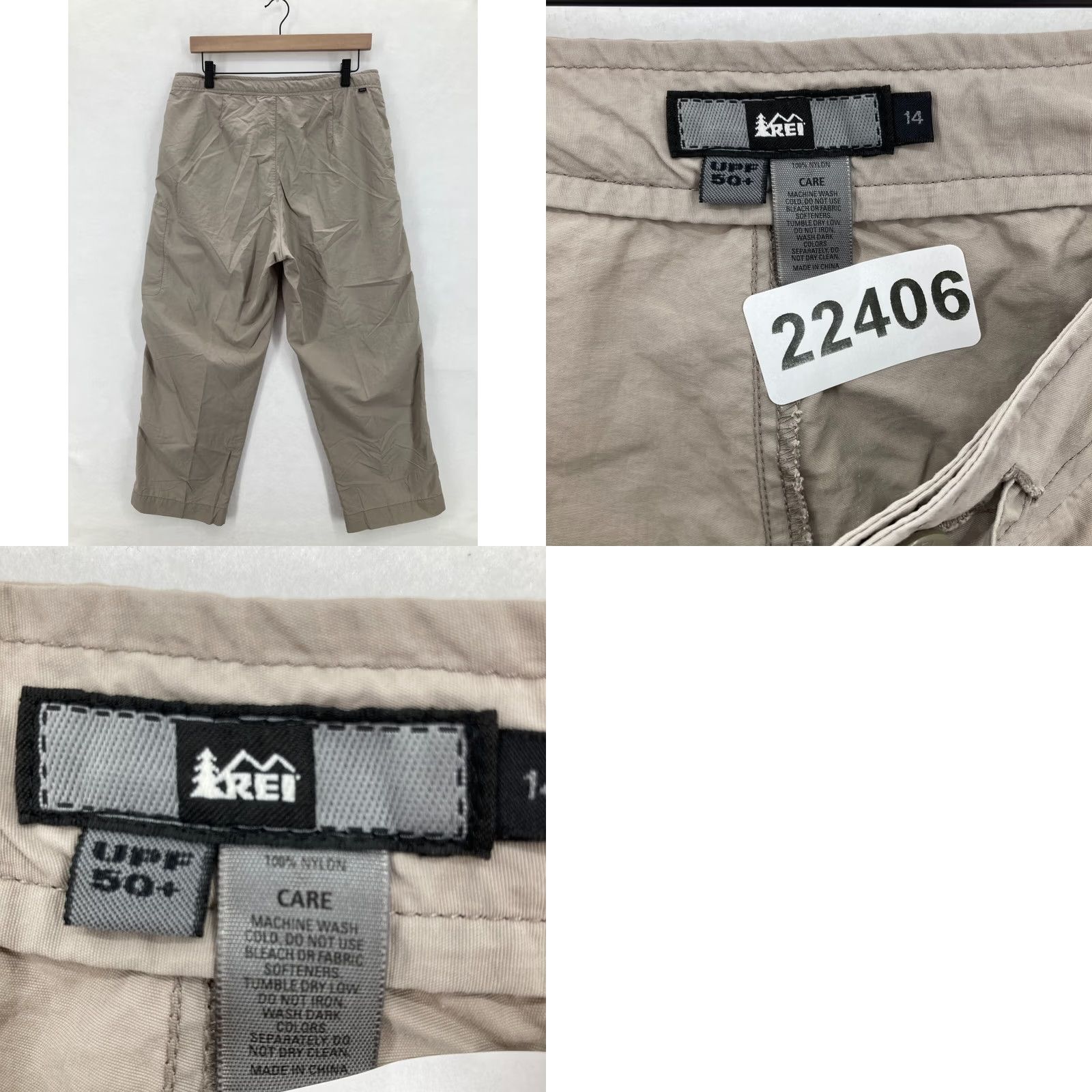 Vintage REI Hiking Pants Women's 14 Gray 100% Nylon Drawstring UPF 50 Outdoors Cropped Pants Size 24" / US 00 / IT 34 - 9 Thumbnail