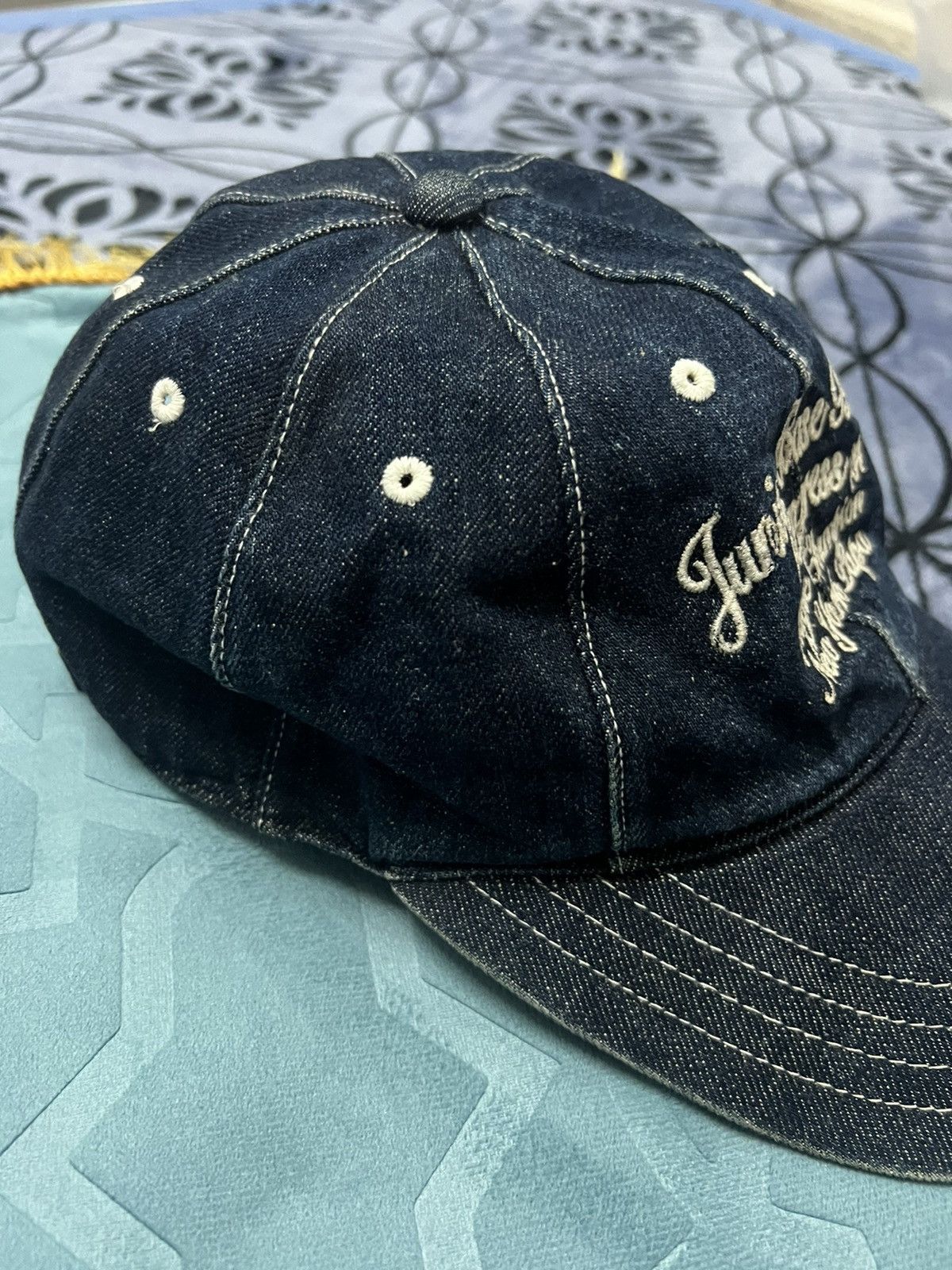 Vintage Base Ball Congress Cap Selvedge denim - 80’s New York Papa Size ONE SIZE - 5 Thumbnail