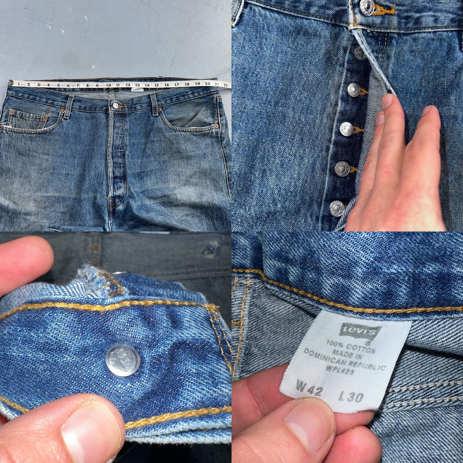 Levi's Levi's 501 Vintage 90s XX Straight Jeans 42x30 Light Wash Blue Mid Rise Men Regular 42 Inseam 30 Levi's 501 Series 90s Vintage Straight Jeans Mens Size US 42 / EU 58 - 8 Thumbnail