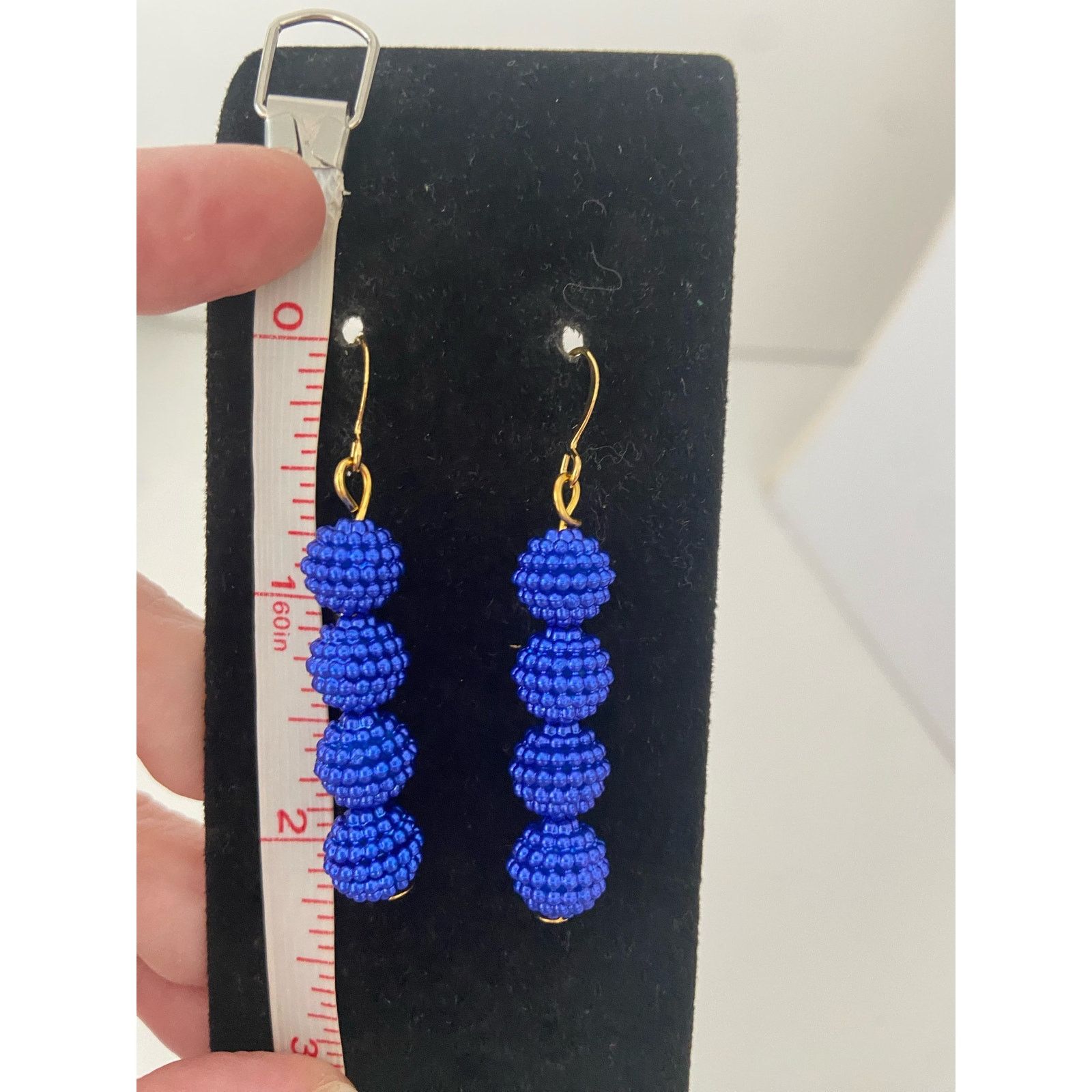 Other Pebbled blue bead earrings gold tone Size ONE SIZE - 3 Thumbnail