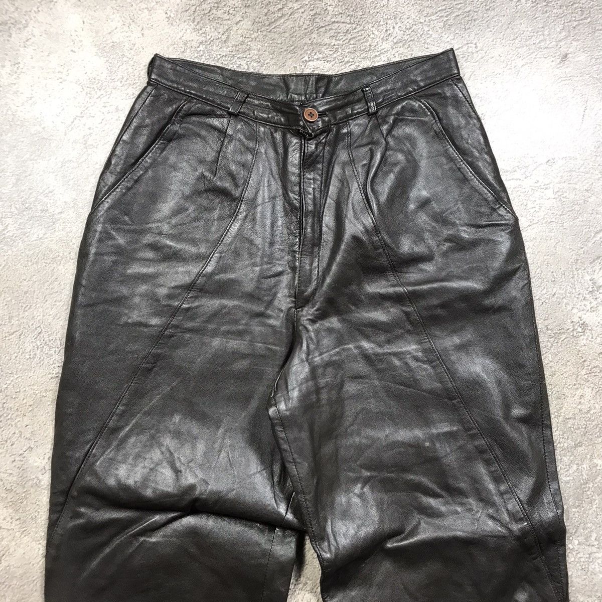 Vintage Vintage Y2K Baggy Leather Biker Pants Streetwear Thrashed 29 Size US 29 - 3 Thumbnail