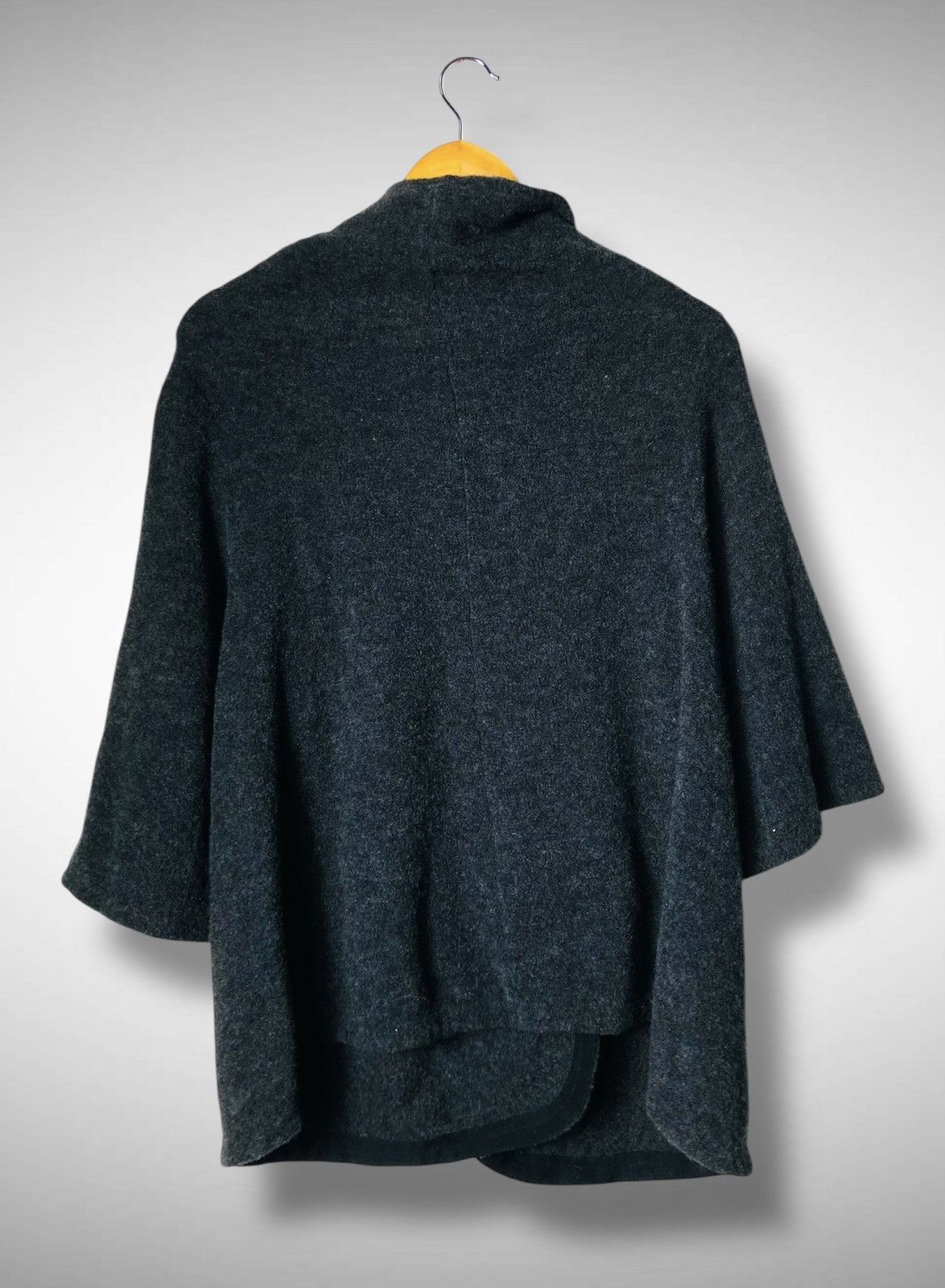 Japanese Brand Peyton Place Dark Grey Wool Blend A-Line Cape Coat - Medium Size M / US 6-8 / IT 42-44 - 2 Thumbnail
