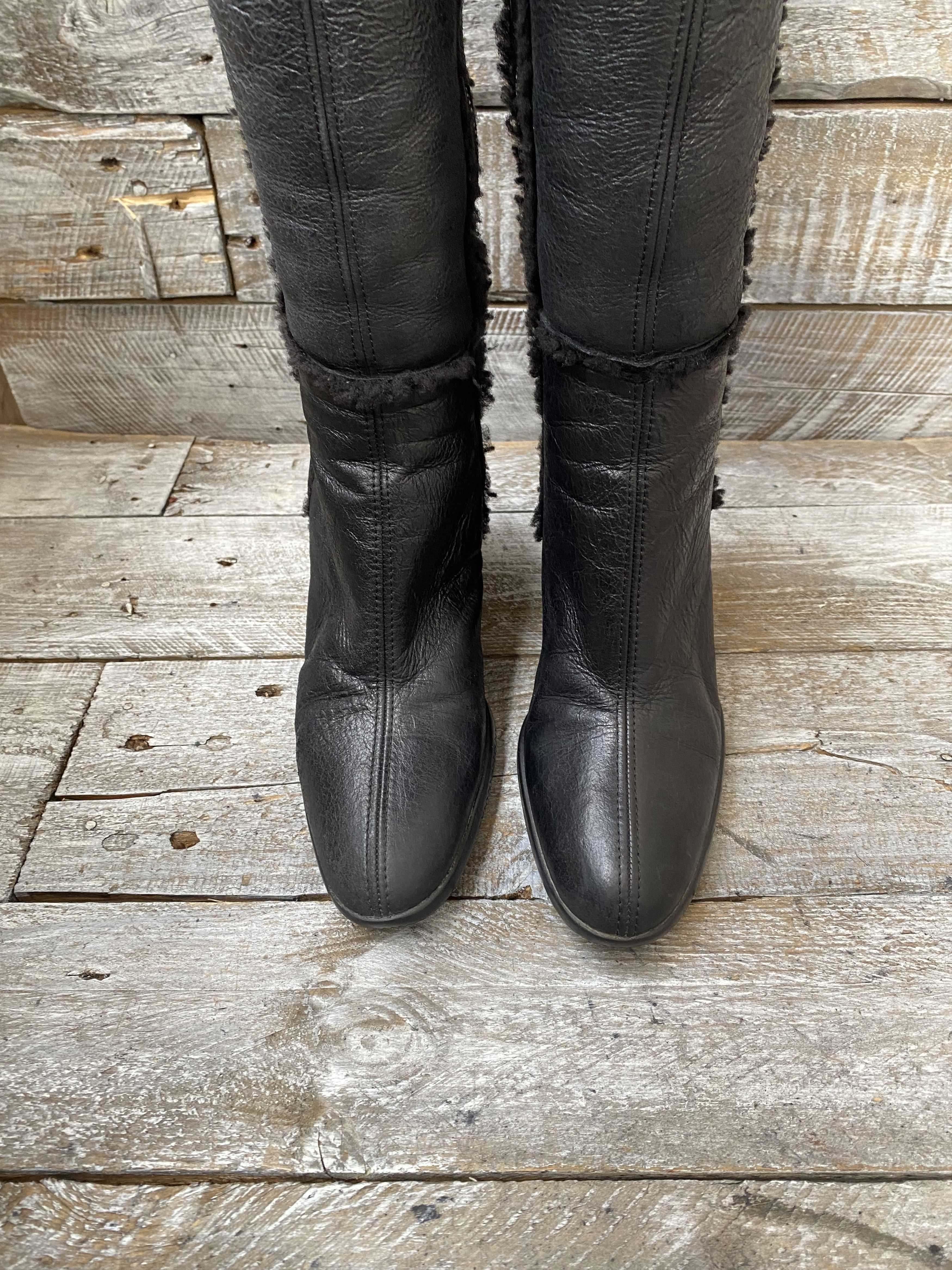 Prada Prada X Miu miu riding wedge boots, shearling sz 37 Size US 7 / IT 37 - 8 Thumbnail