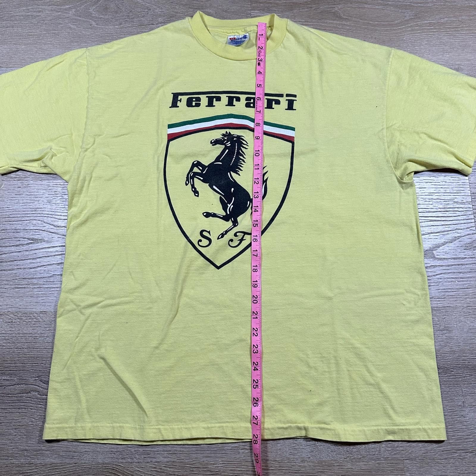 Hanes Vintage 90s Ferrari Hanes single stitch men's yellow graphic Size US XL / EU 56 / 4 - 8 Thumbnail