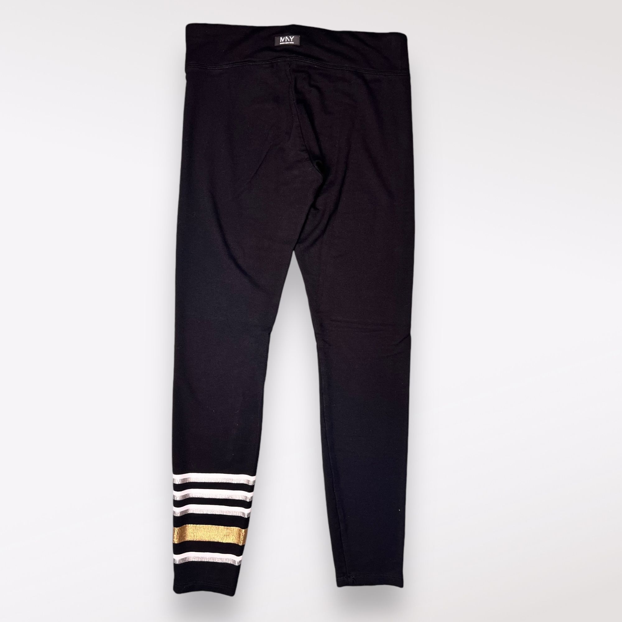 Designer Marc New York MNY Black Leggings Gold + White Stripes Small Size 28" / US 6 / IT 42 - 6 Thumbnail