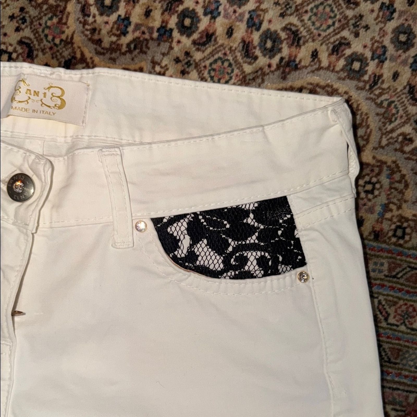 Other Ean 13 Elegant Cream Floral Straight Leg Jeans Women Size 28 Size 28" / US 6 / IT 42 - 5 Thumbnail