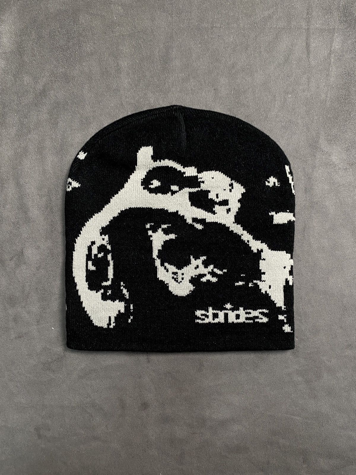 Japanese Brand Strides JP Splatter Graphic No Cuff Black Beanie Hats OS Size ONE SIZE - 1 Thumbnail