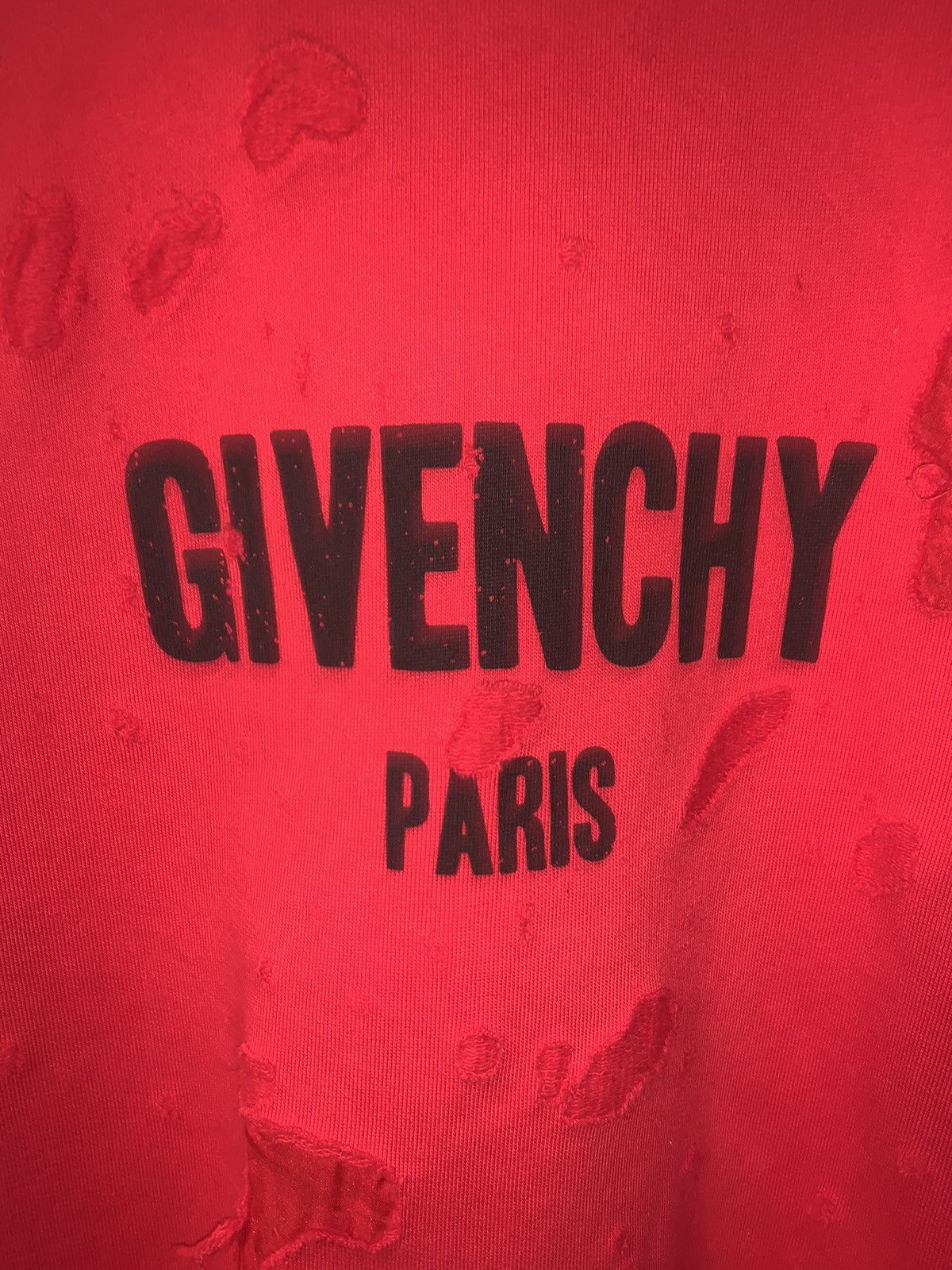 Givenchy GIVENCHY Distressed Mens Logo Crewneck Sweater Red Size US L / EU 52-54 / 3 - 5 Thumbnail