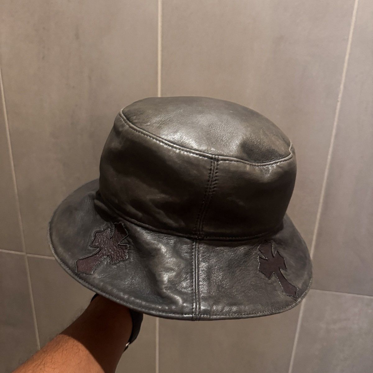 Chrome Hearts Chrome Hearts Cemetery Cross Leather Patch Bucket Hat Size ONE SIZE - 3 Thumbnail