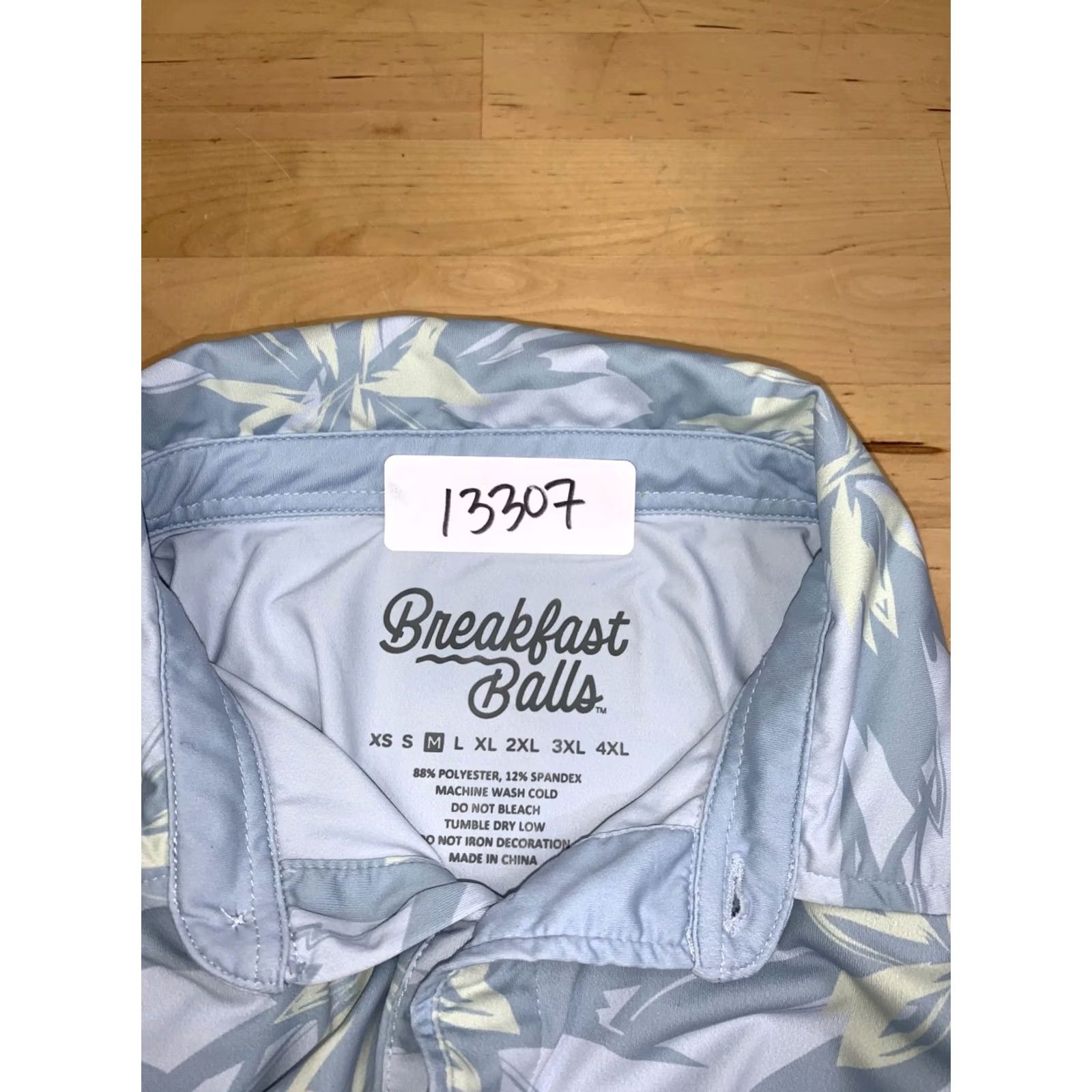 Vintage Breakfast Balls Polo Shirt Men M Blue Floral Golf Stretch Shirt Size US M / EU 48-50 / 2 - 3 Thumbnail