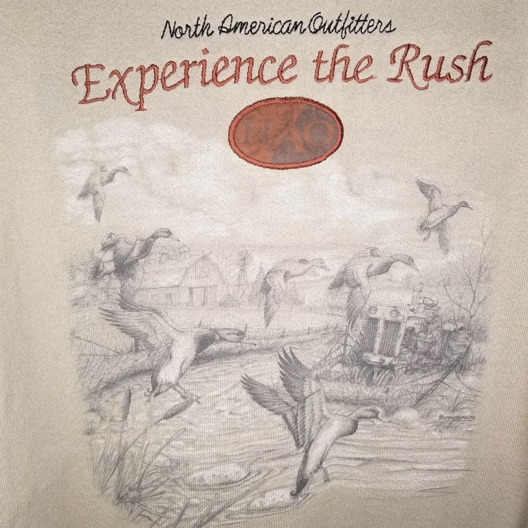 Fruit Of The Loom NORTH AMERICAN OUTFITTERS Mens Long Sleeve Beige Graphic Pullover Sweater L Size US L / EU 52-54 / 3 - 2 Thumbnail