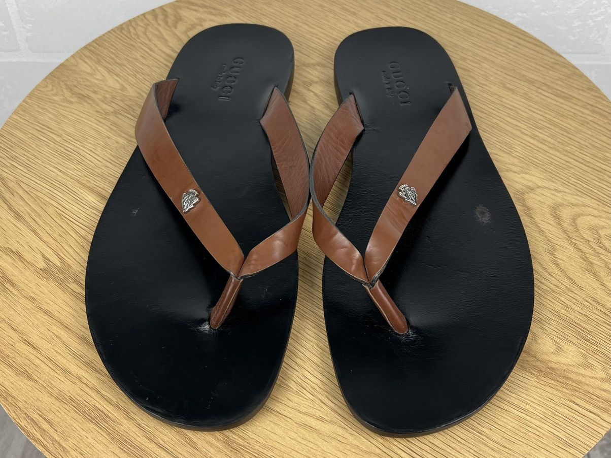 Gucci GUCCI Sandals Leather Flip Flop Shoes Metal Logo Black Men’s Size US 8.5 / EU 41-42 - 4 Thumbnail