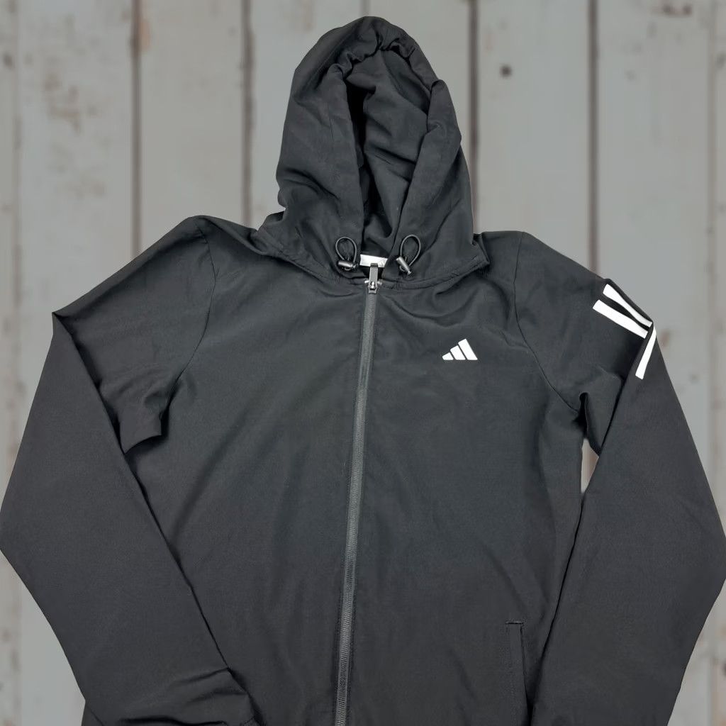 Adidas Adidas Jacket Women Small Black Solid Full Zip Windbreaker Hood Pockets S Size S / US 4 / IT 40 - 1 Thumbnail