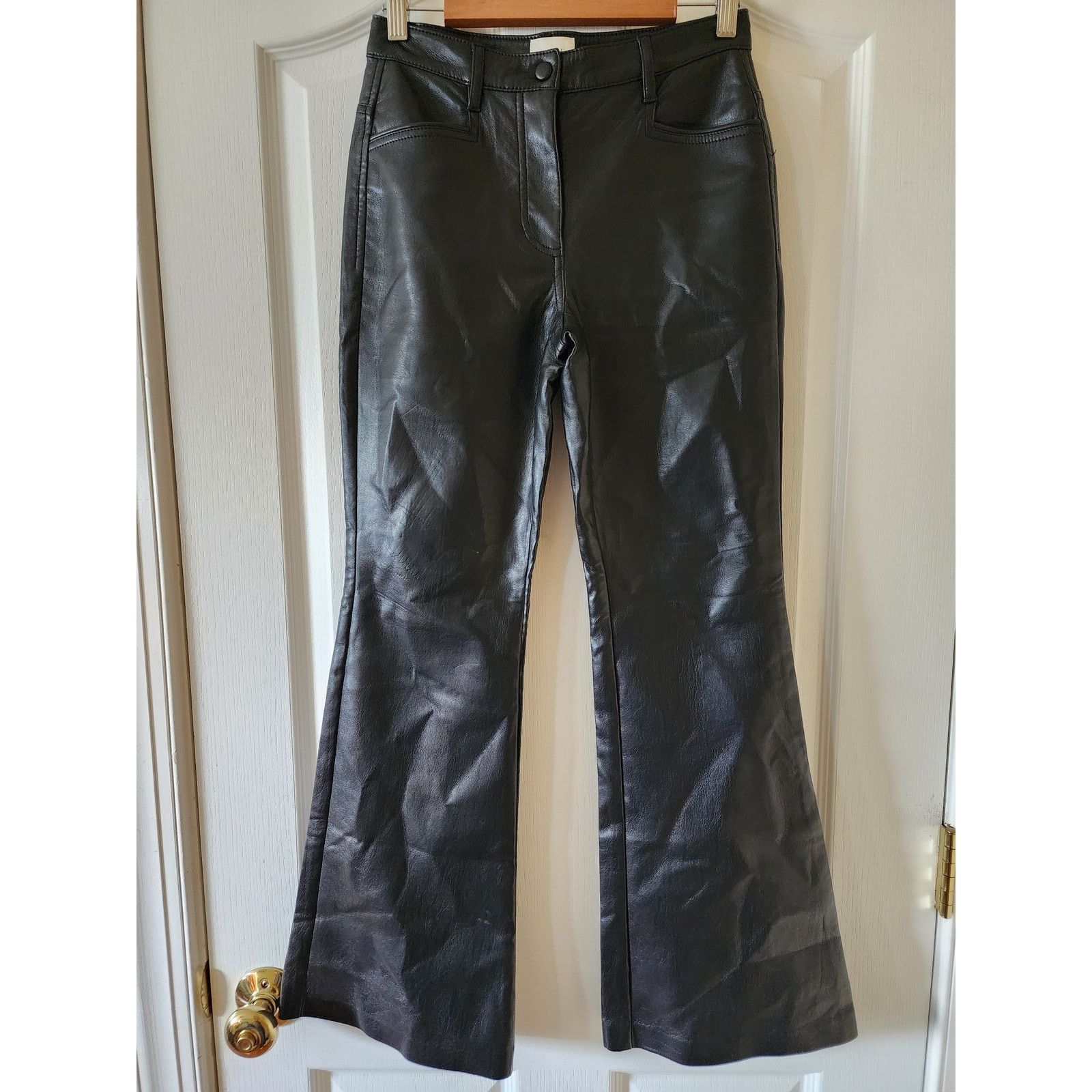 Aritzia Wilfred Aritzia Beatrix Pants Faux Leather Black 0 Flare Size 25" / US 0 / IT 36 - 1 Thumbnail