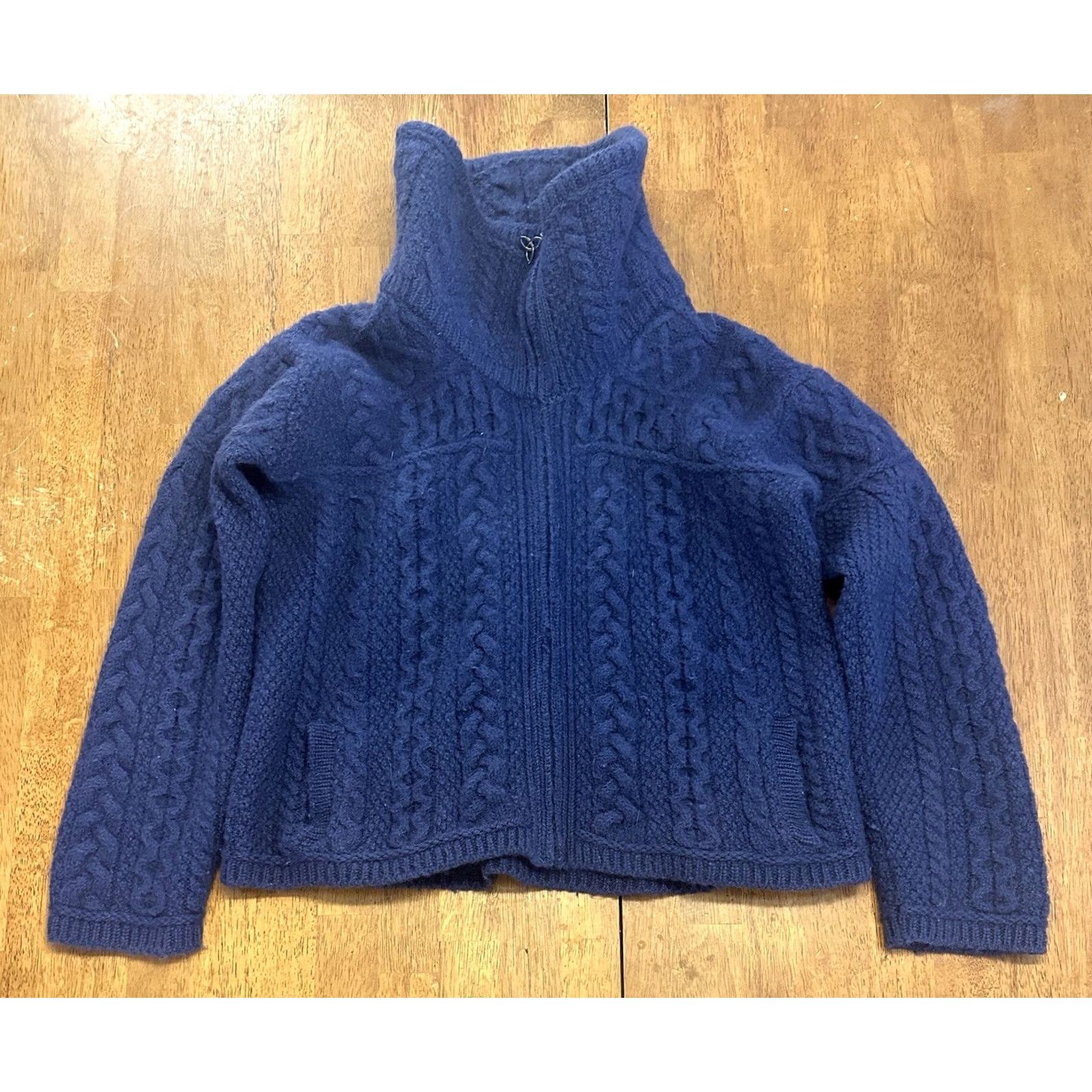 Vintage Aran Mor Women’s Merino Wool Zip Up Cardigan Sweater Jacket Fisherman Large Size L / US 10 / IT 46 - 2 Thumbnail