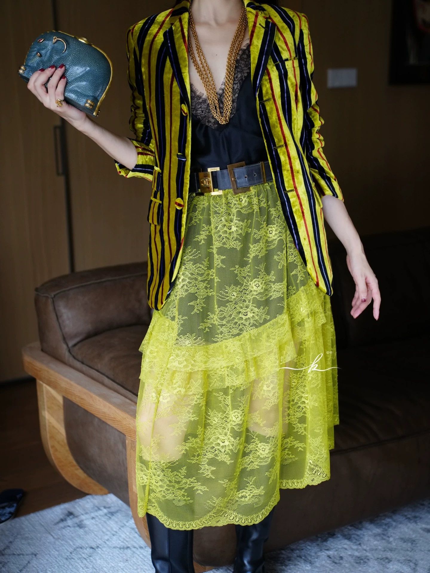 Niche Niche Italian Yellow Lace Skirt with Removable Slip NWT Size 28" / US 6 / IT 42 - 7 Thumbnail