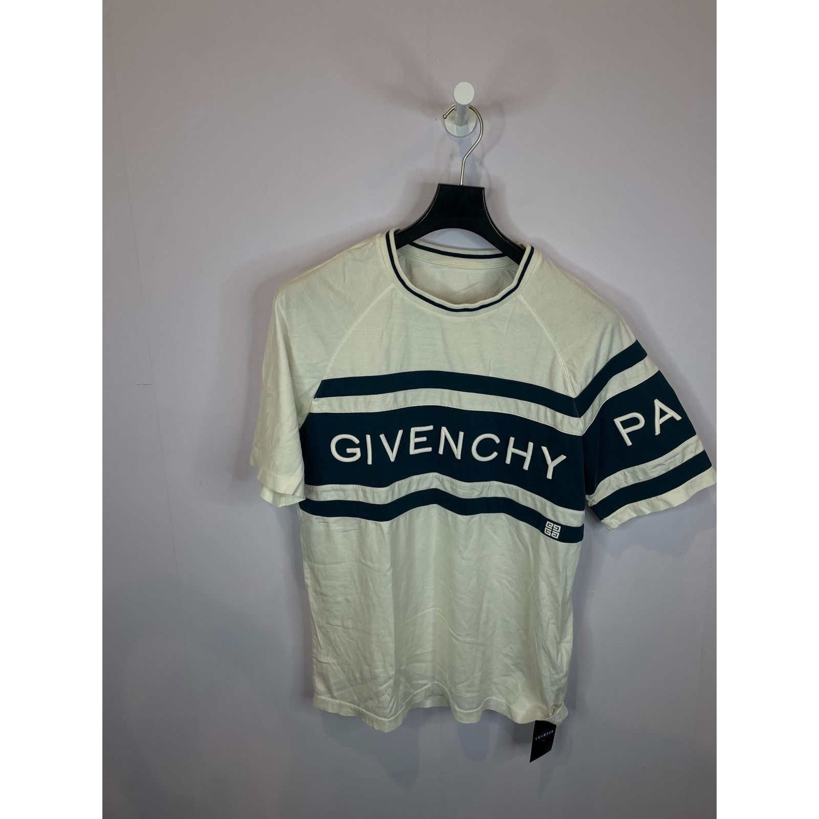 Givenchy Givenchy Tee White Teal (Missing Top Tag) Used Medium Size US M / EU 48-50 / 2 - 1 Thumbnail
