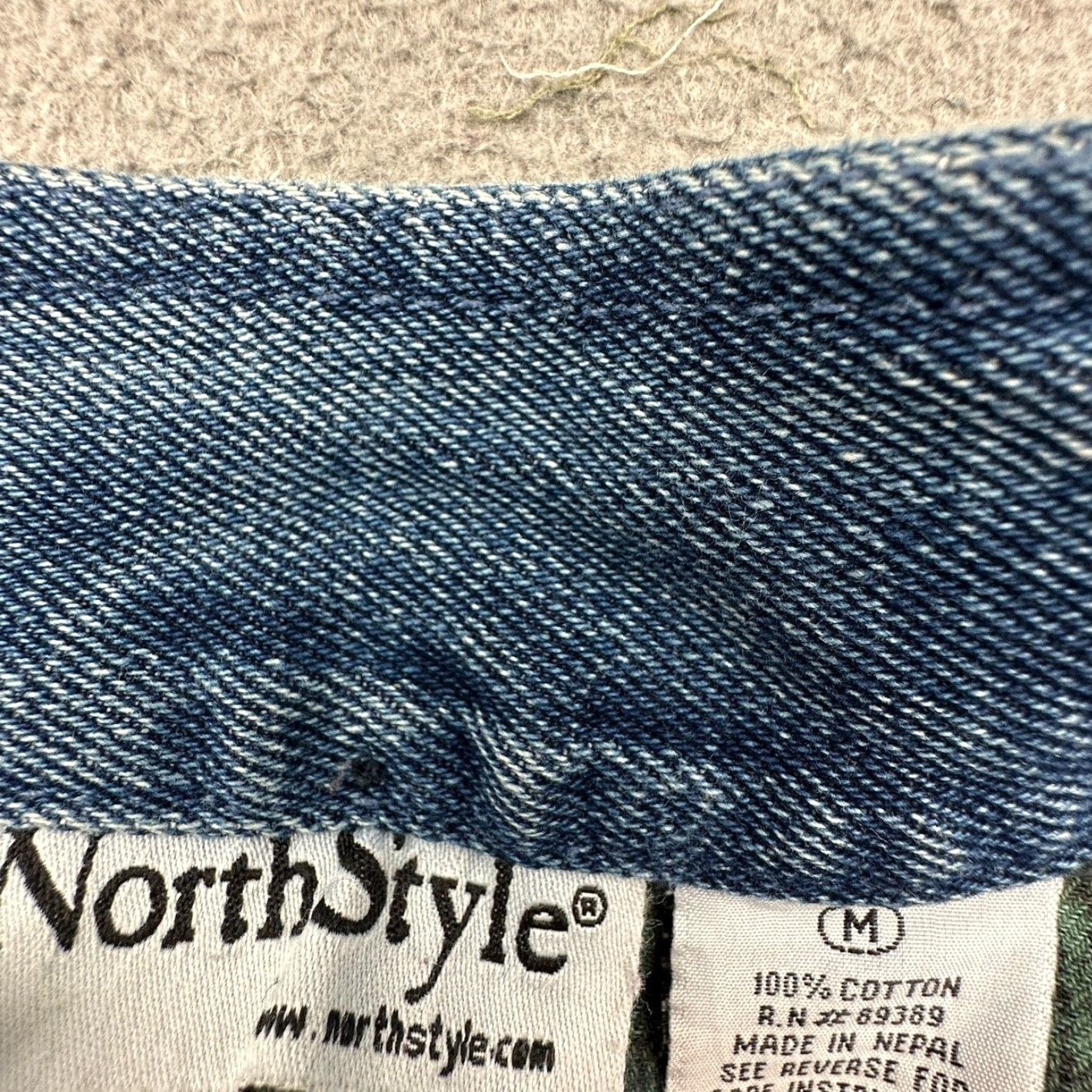 Denime VINTAGE North Style Denim Jean Zip Coat Jacket Womens Medium Flannel Lined Jacket, Blue, 90s, Casual, Workwear, Fall Winter, M, Womens Size 32" / US 10 / IT 46 - 2 Thumbnail
