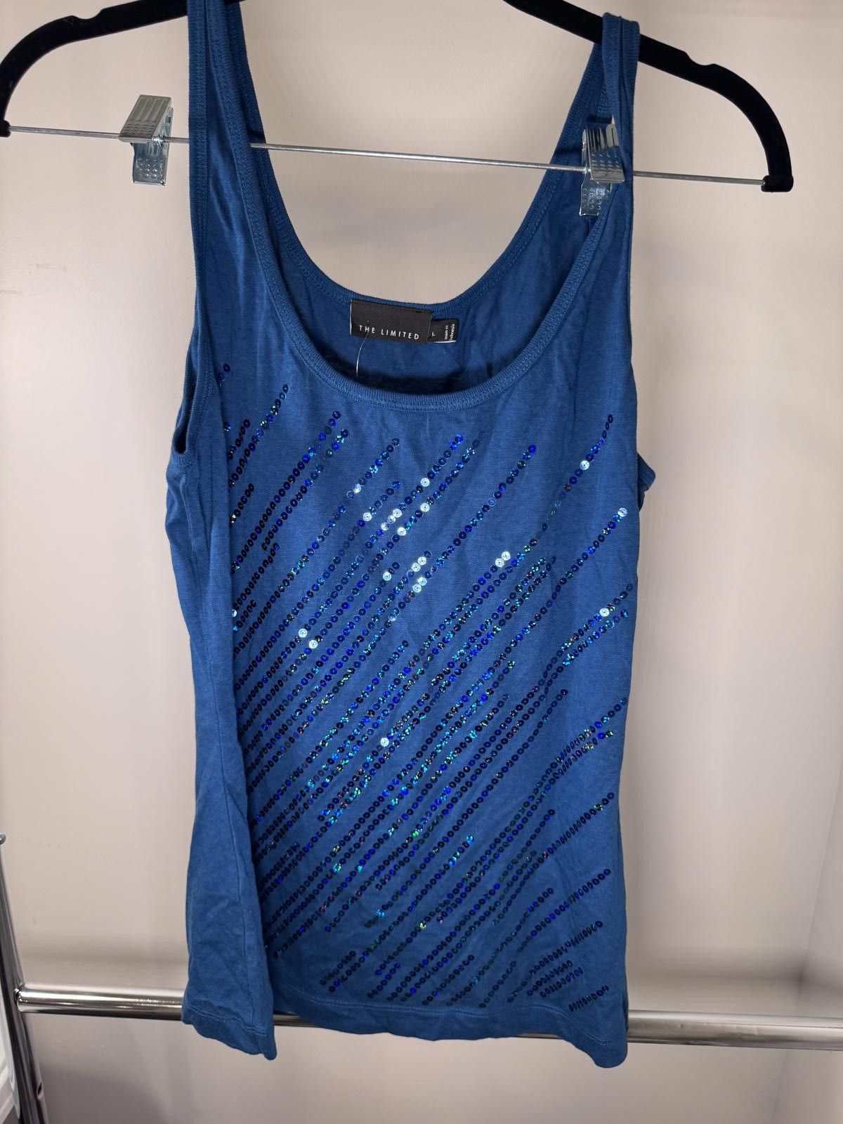Other Blue Sequin Embellished Tank Top Size L / US 10 / IT 46 - 1 Thumbnail